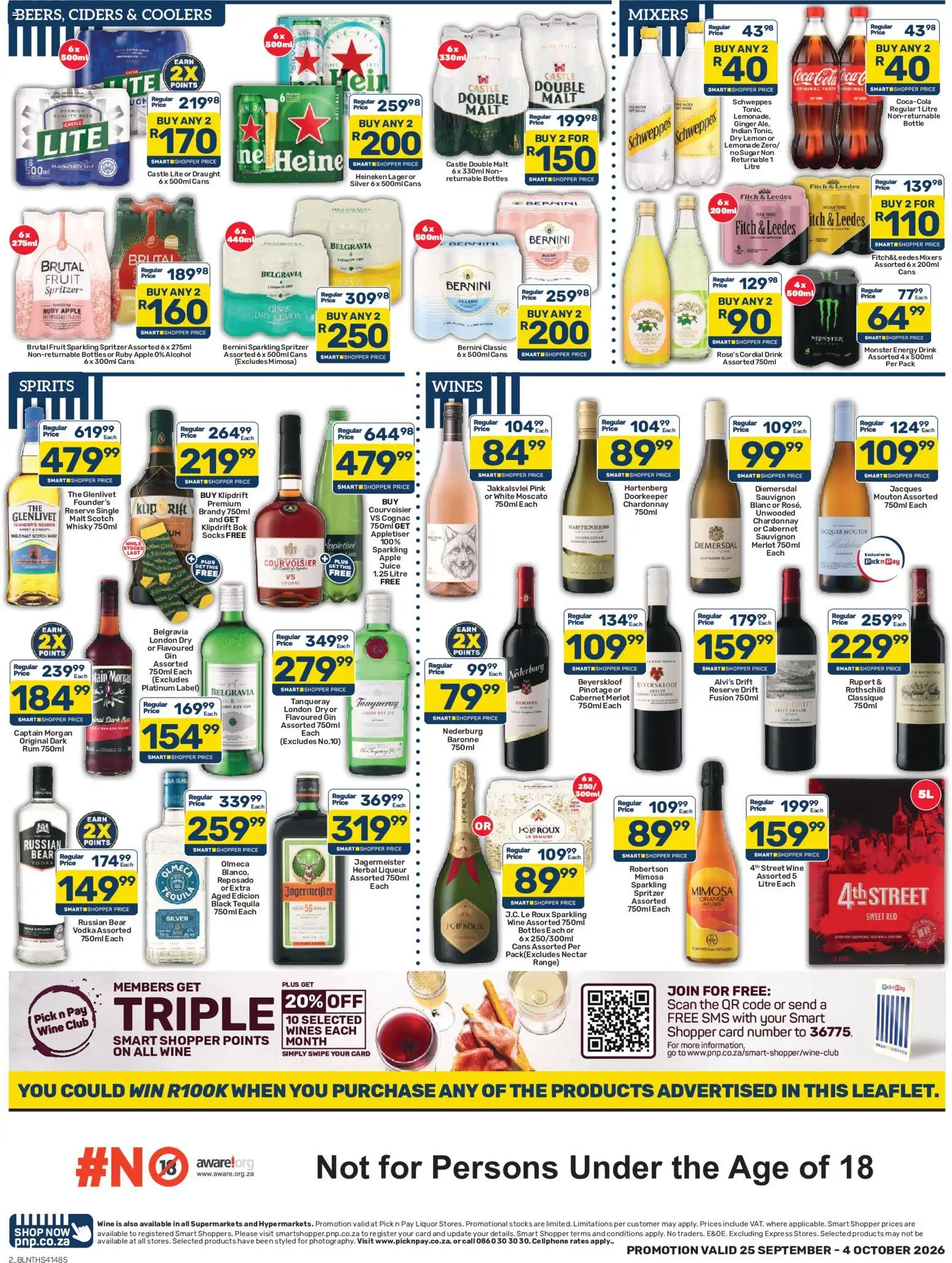 New Pick n Pay catalogue – valid from 25/09/2026 | Page: 2 | Products: Jägermeister, Brandy, Fruit, Sugar