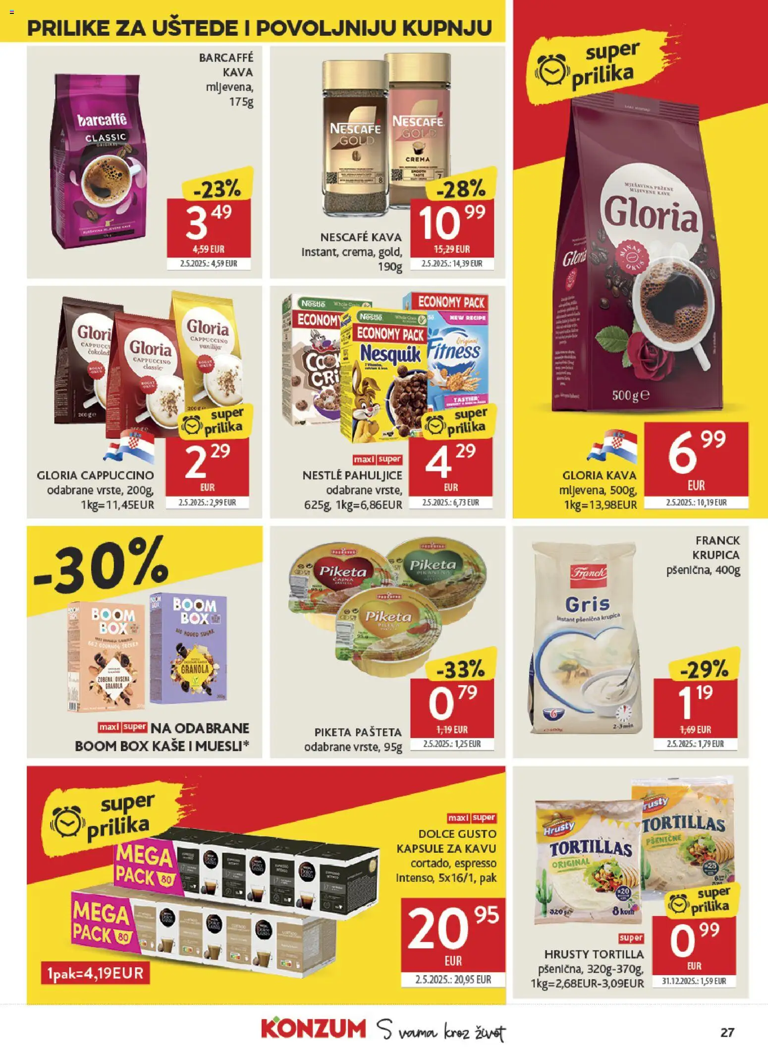 Konzum HR akciós ujság - amely érvényes a következő dátumtól: 2026.10.07. | Oldal: 27 | Termékek: Tortilla, Nestlé, Nesquik, Kávé