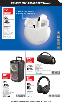 Carrefour - Prévisualisation de Écouteurs sans fil, Écouteurs sans fil Référence : KS90. Etanchéité IPX3. Touche tactile. Autonomie avec boîtier de charge : 100h. 3D Stéreo (TWS). valide à partir de 20/10/2026 | Page: 21 | Produits: Microphone, Enceinte, Casque sans fil, Écouteurs sans fil