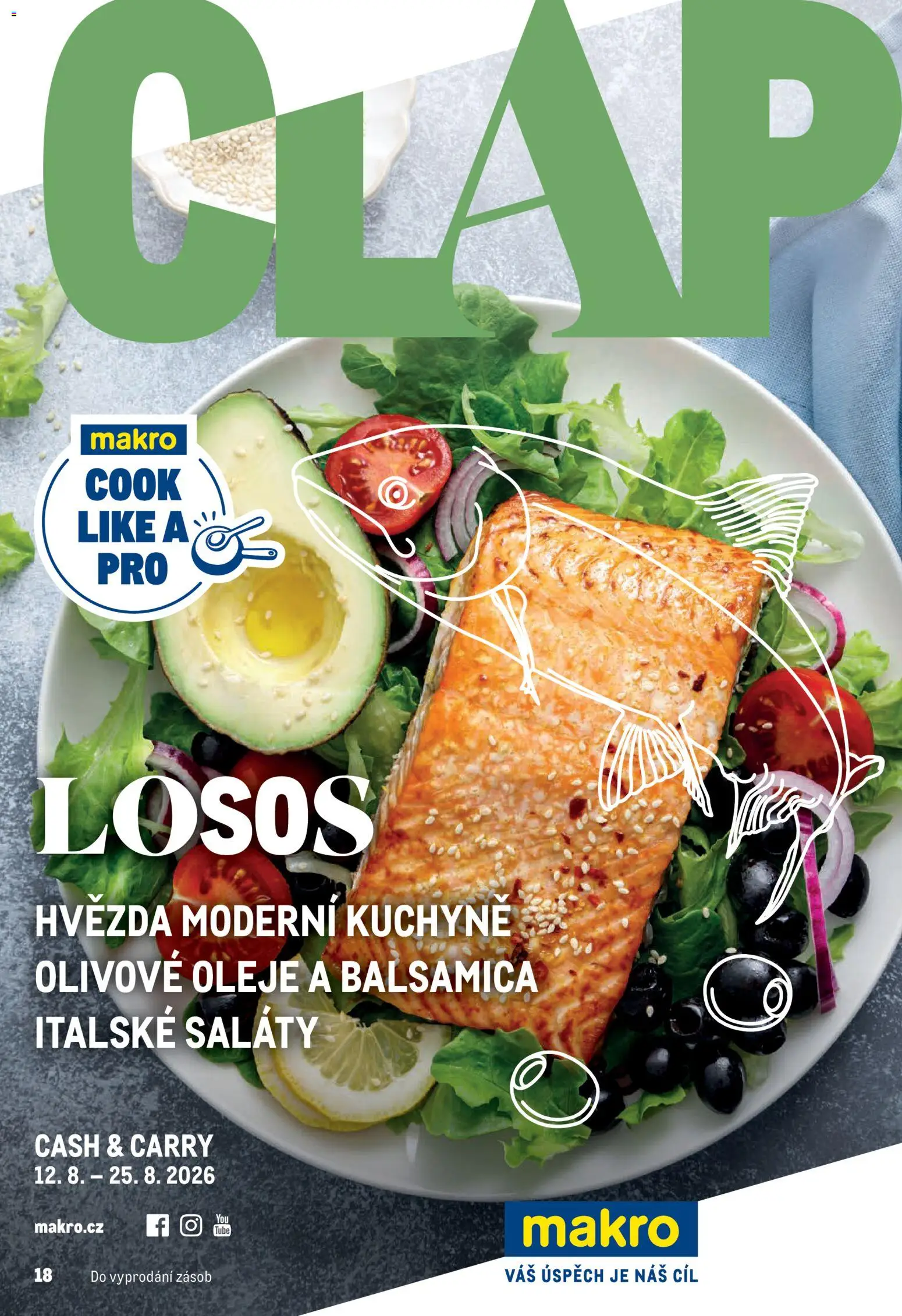 Makro leták - Pro milovníky jídla od 12.08.2026 | Strana: 1 | Produkty: Oleje, Saláty, Losos, Kuchyně