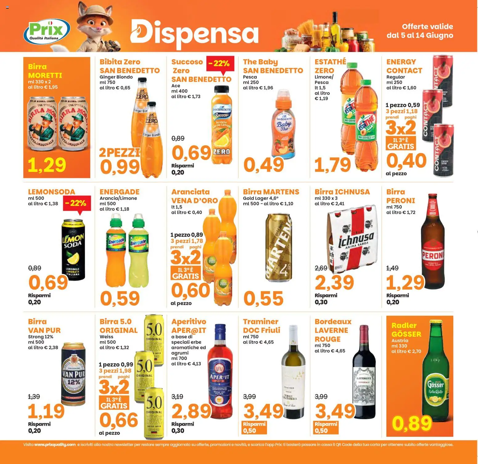 Volantino Prix del 05.06.2026 | Pagina: 18 | Prodotti: Birra, Pesca, The, Arancia