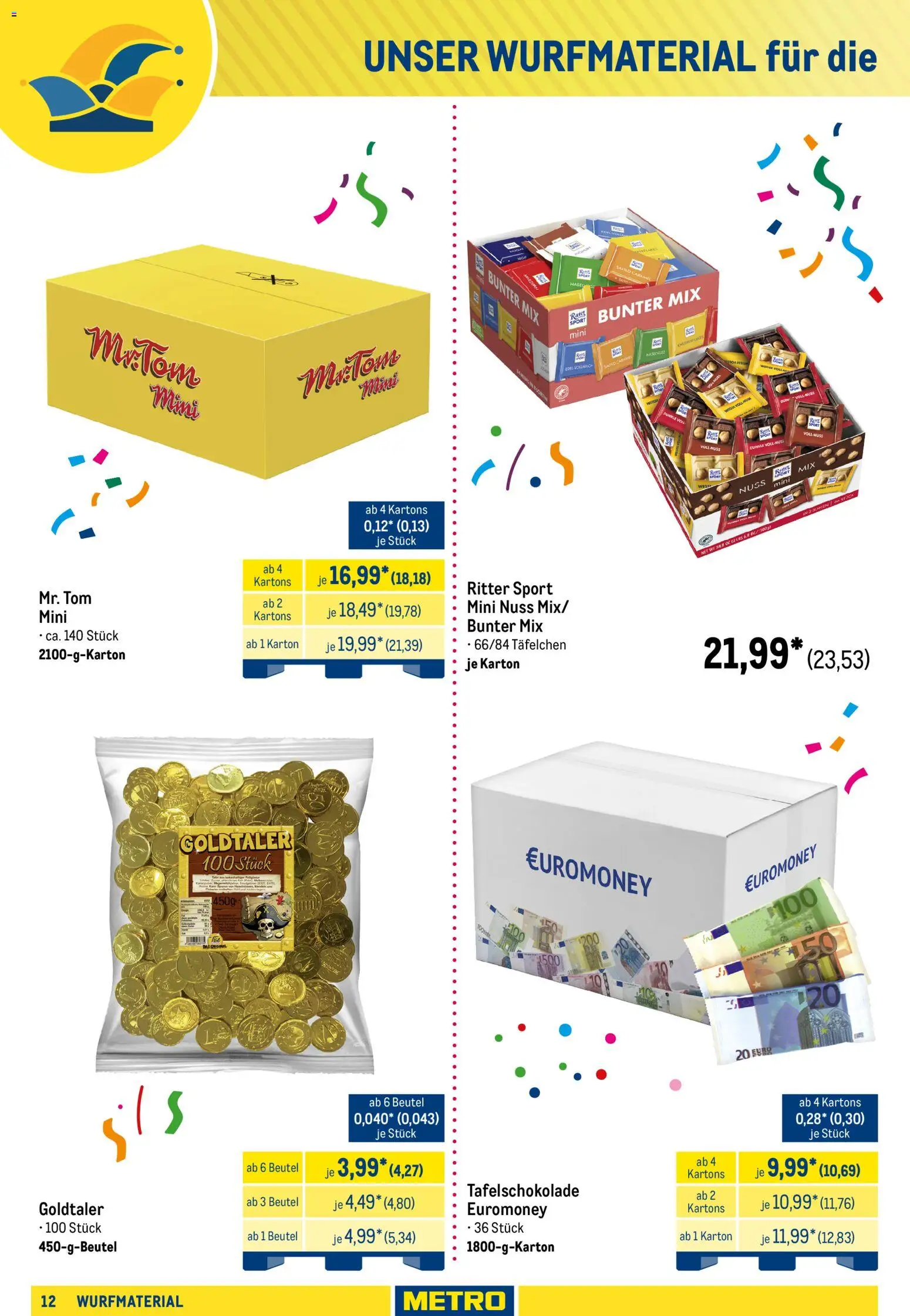 Metro Wurfmaterial Karneval – gültig ab 28.09.2026 | Seite: 12 | Produkte: Ritter sport, Weste