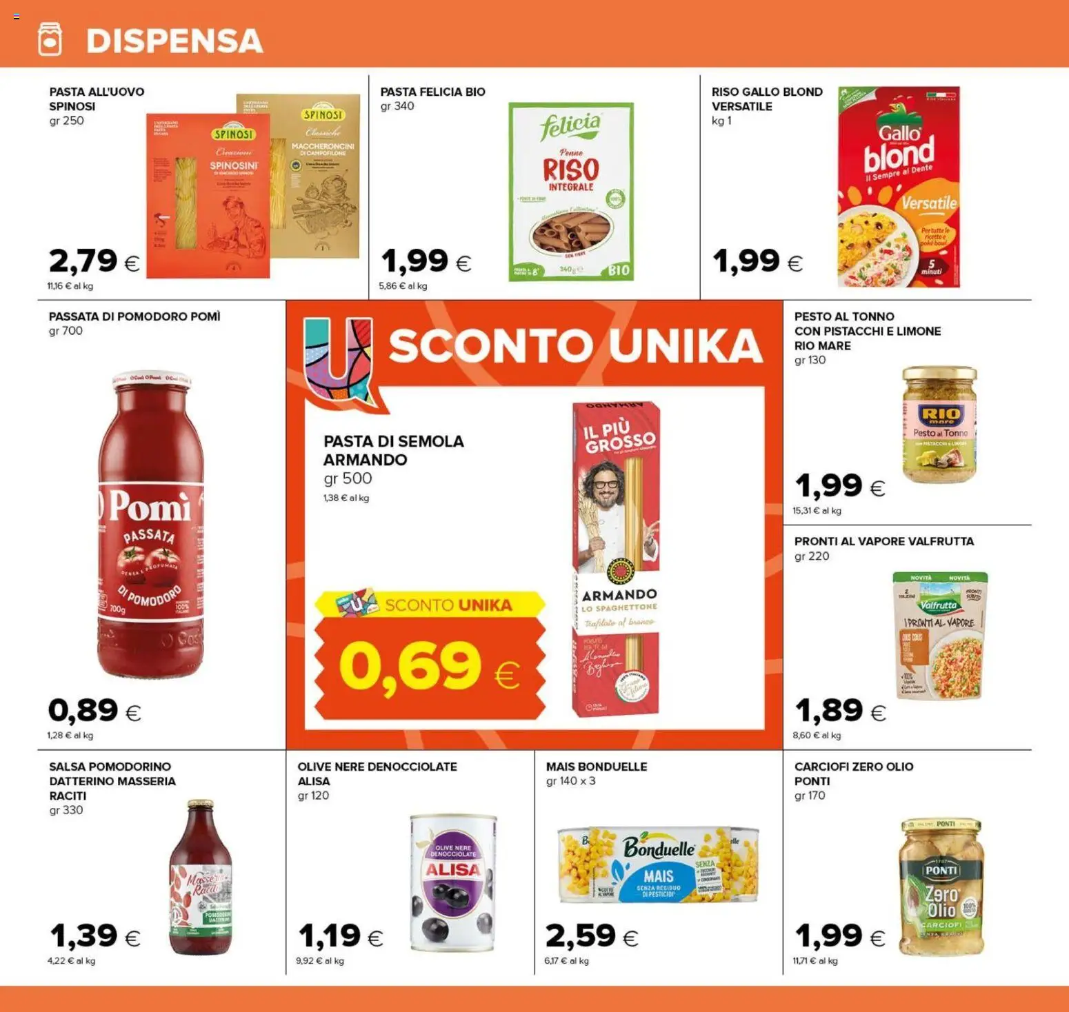 Volantino Oasi del 09/08/2026 | Pagina: 22 | Prodotti: Riso, Pomodoro, Olio, Carciofi