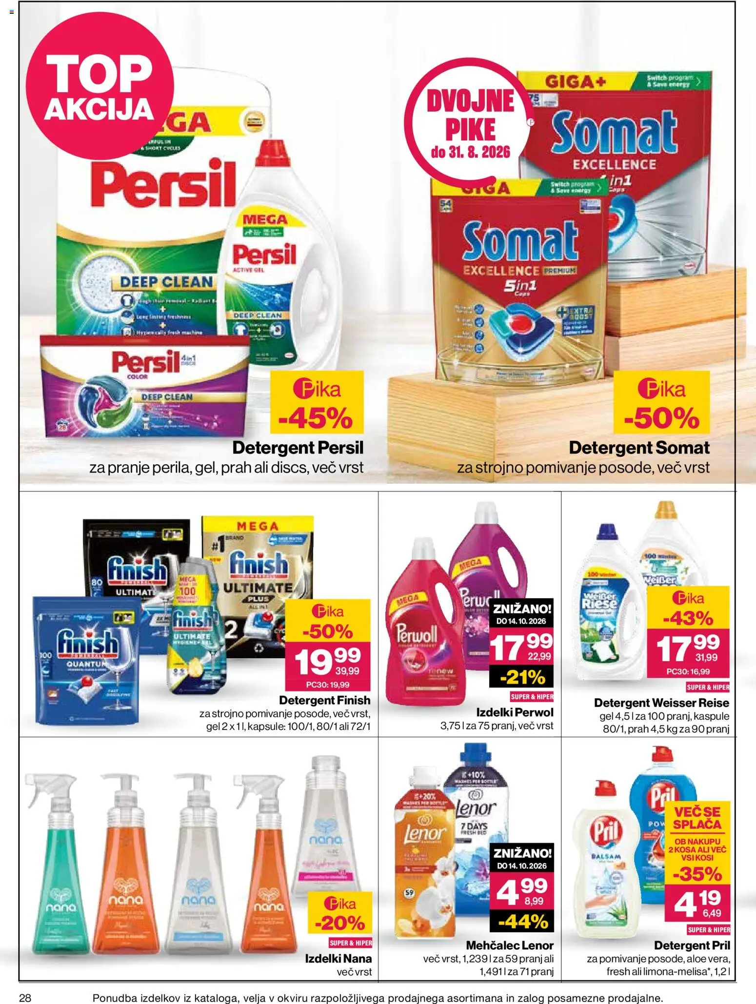 Novi Mercator katalog ponudbe – veljaven od 20.08.2026 | Stran: 28 | Izdelki: Mehčalec, Detergent