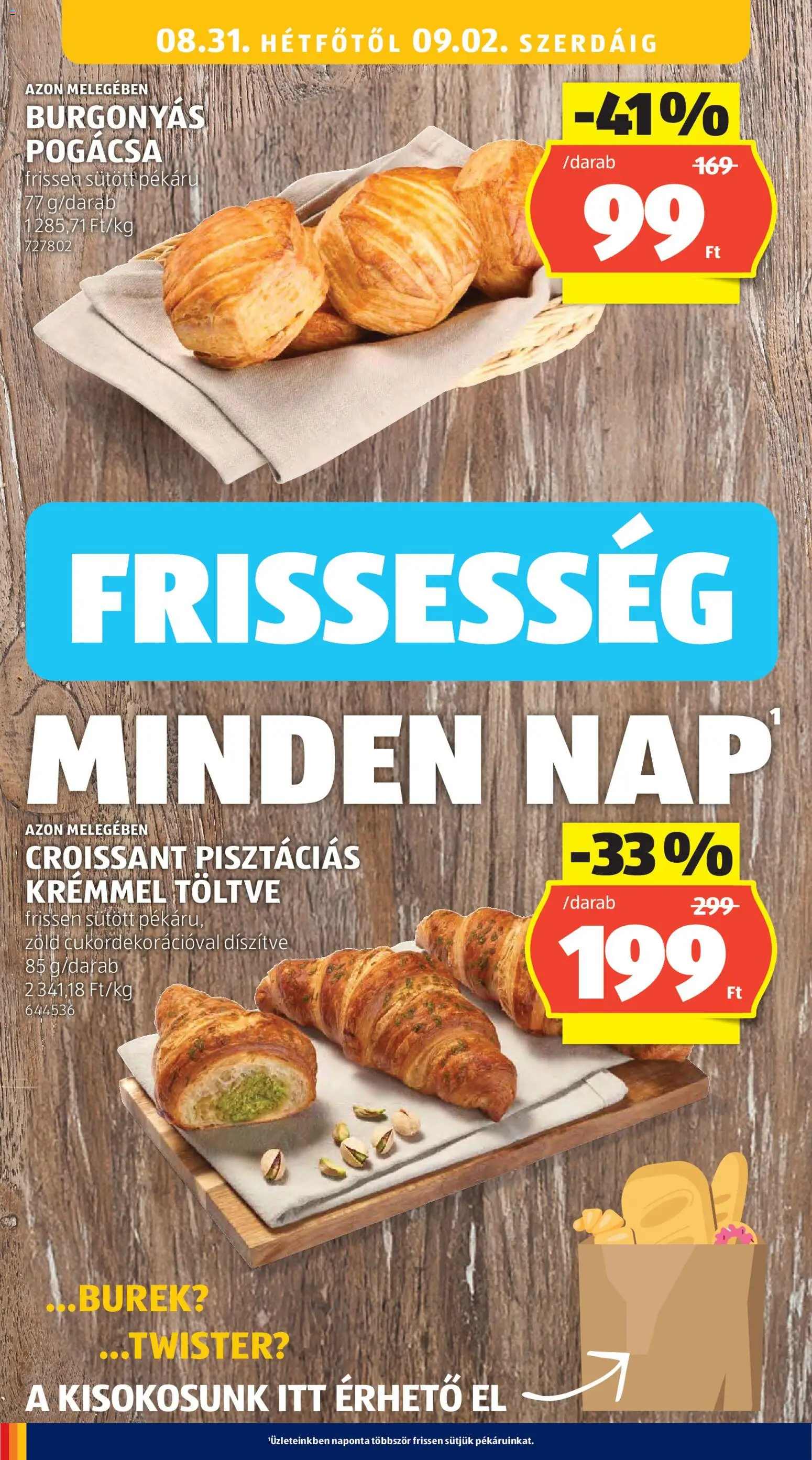 Aldi akciós ujság - amely érvényes a következő dátumtól: 2026.08.27. | Oldal: 38 | Termékek: Croissant, Pogácsa