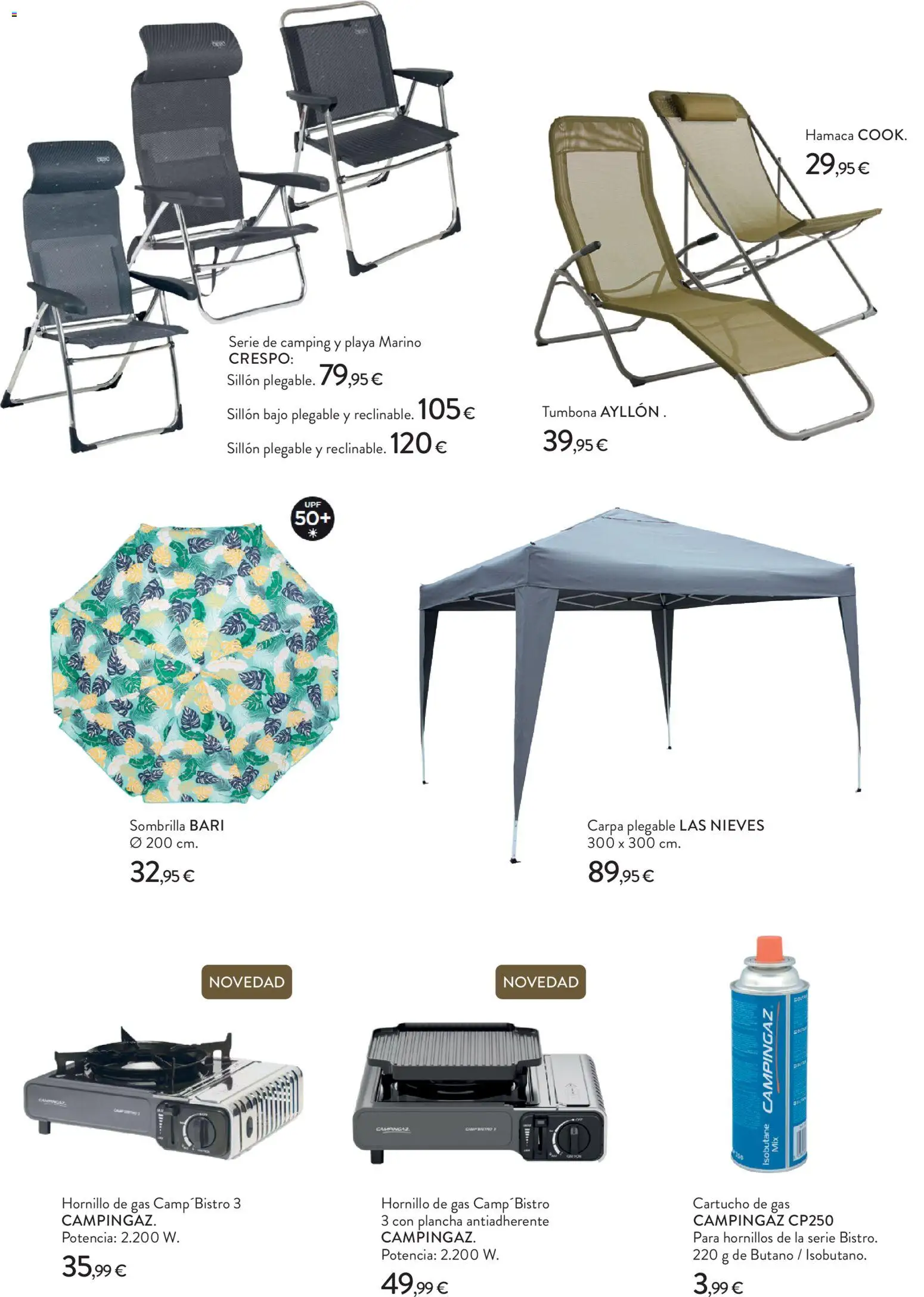 Hipercor Prepárate para el buen tiempo │ válido desde el 04.05.2026 | Página: 19 | Productos: Sombrilla, Tumbona, Plancha, Sillón