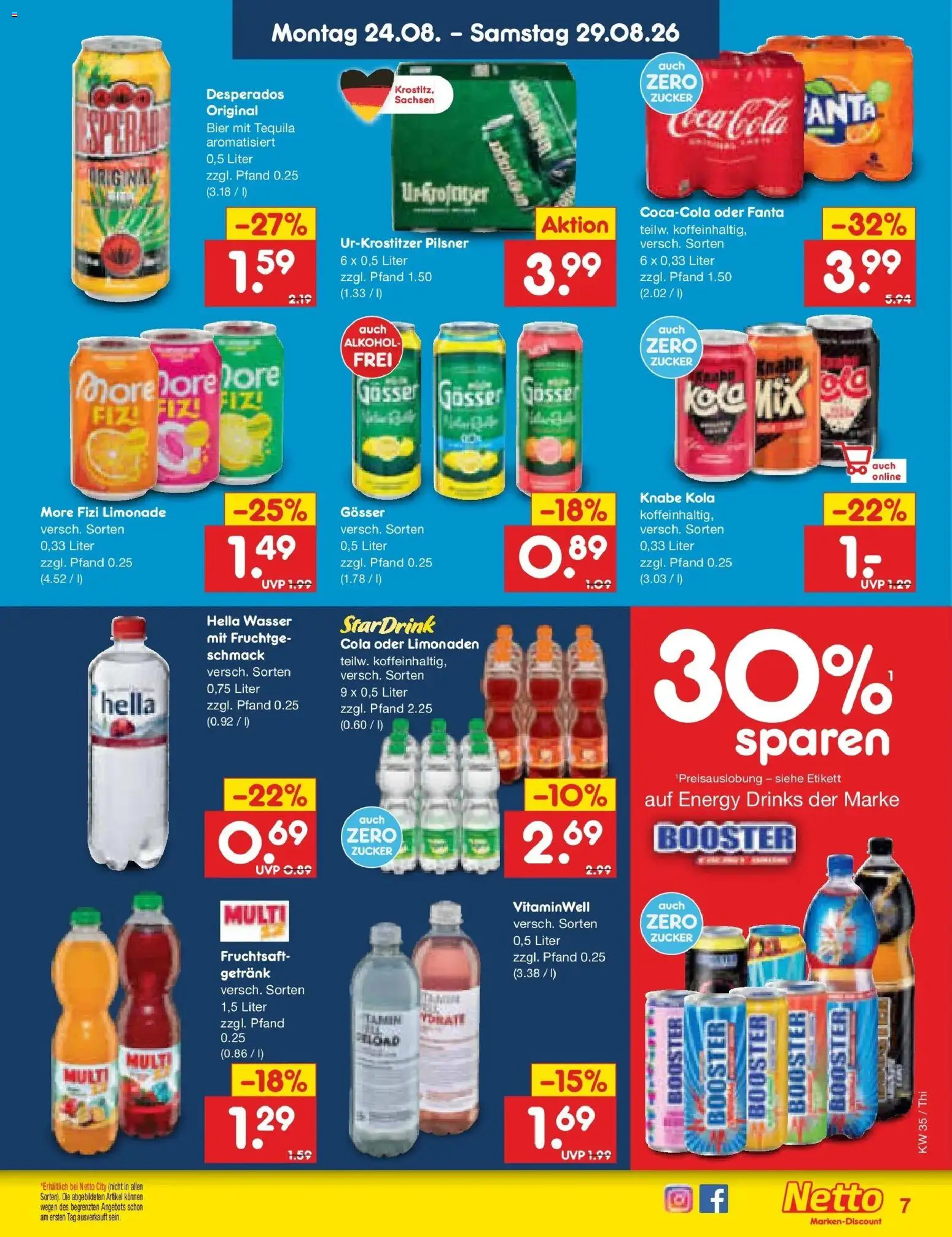Netto Marken-Discount Prospekt Thiendorf – gültig ab 24.08.2026 | Seite: 7 | Produkte: Fanta, Zucker, Desperados, Fruchtsaft