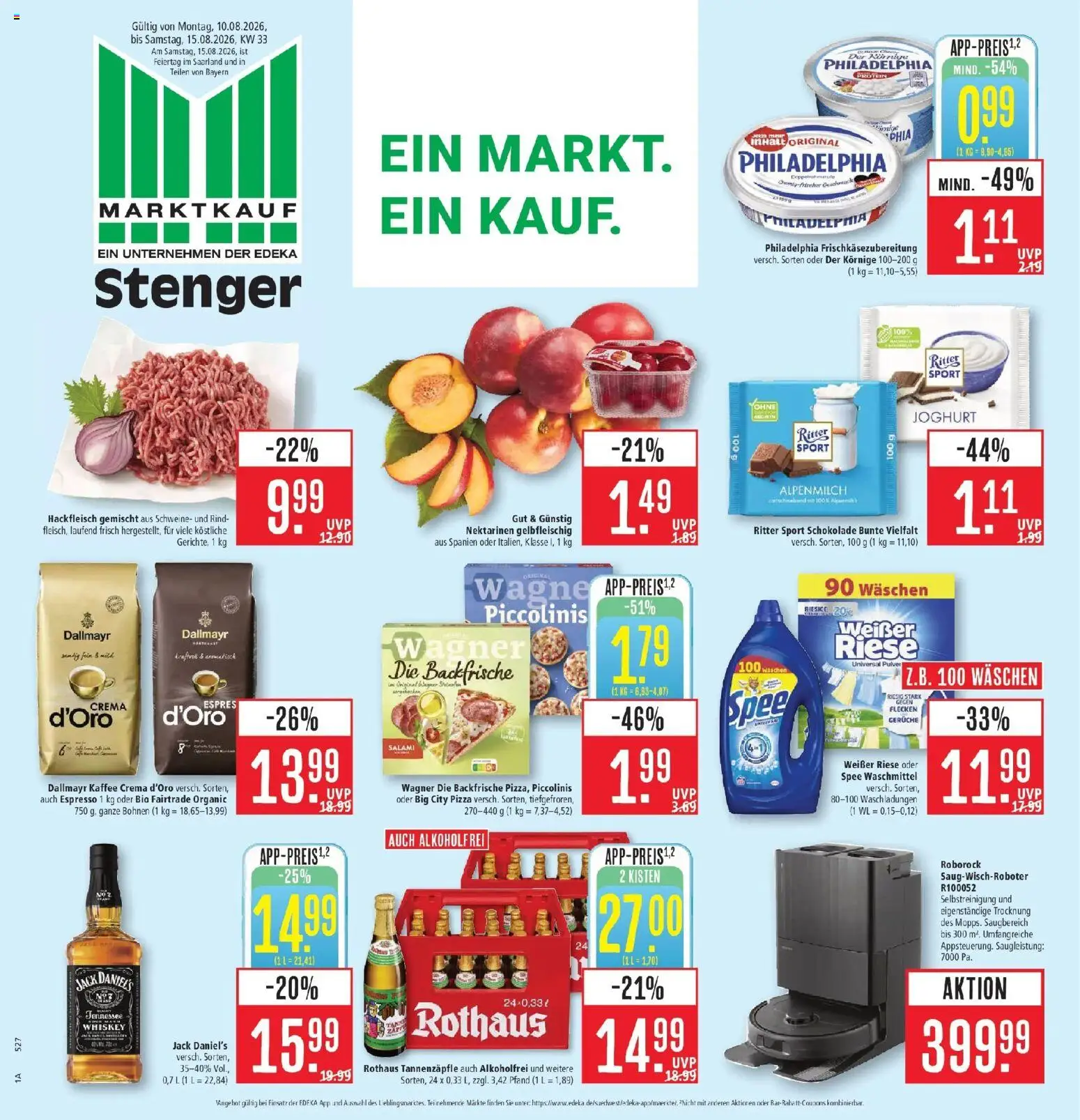Marktkauf Prospekt Aschaffenburg (ab 10.08.2026) » Angebote online | Seite: 1 | Produkte: Schokolade, Philadelphia, Ritter sport, Spee