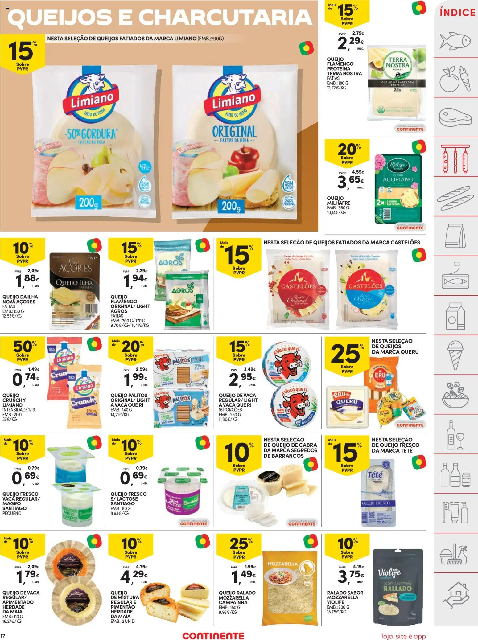 Continente folheto │ válido de 29/09/2026 | Página: 17 | Produtos: Queijo ralado, Ferro, Campainha, Proteina