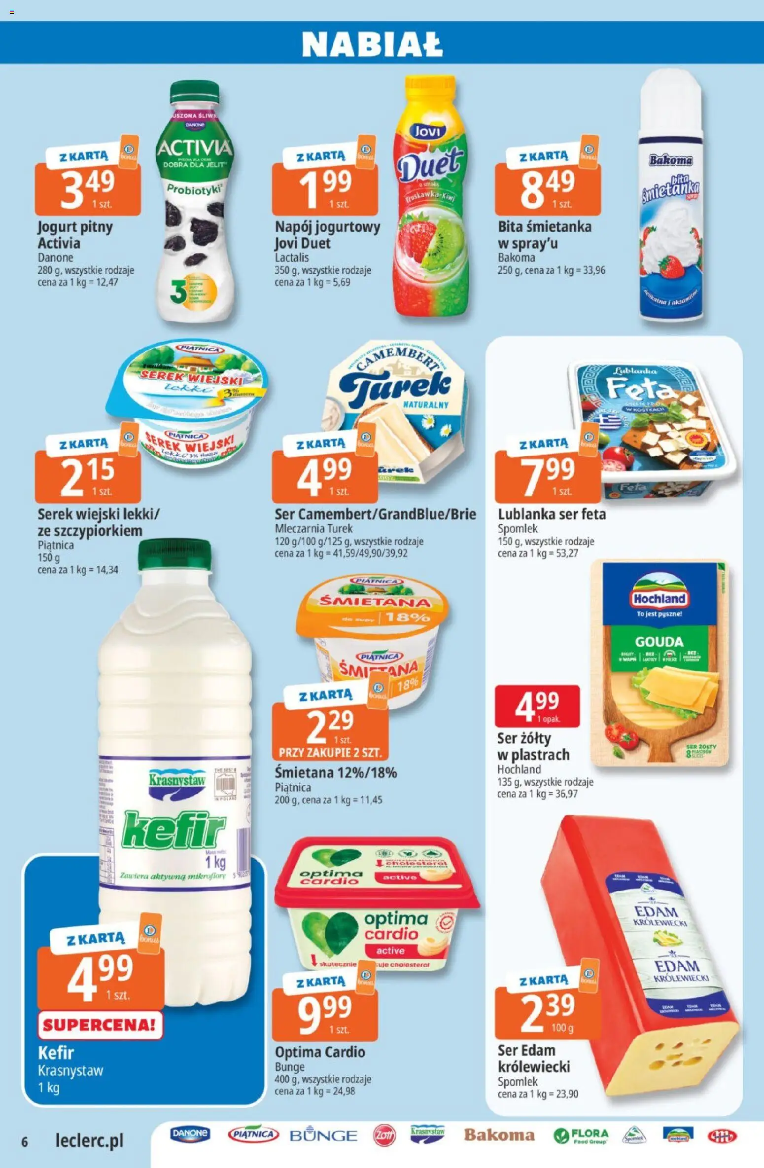 E.Leclerc gazetka od 14.07.2026 | Strona: 6 | Produkty: Karta, Optima cardio, Jogurt, Śmietana