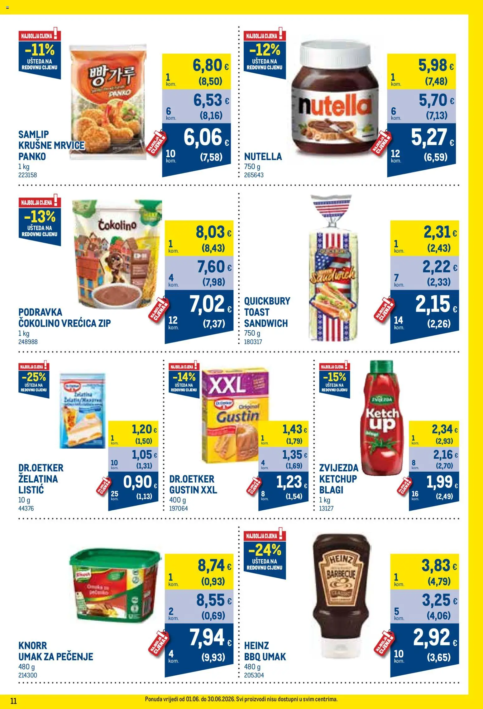 Metro katalog | vrijedi od 01.06.2026 | Stranica: 11 | Proizvodi: Krušne mrvice, Toast, Umak, Čokolino