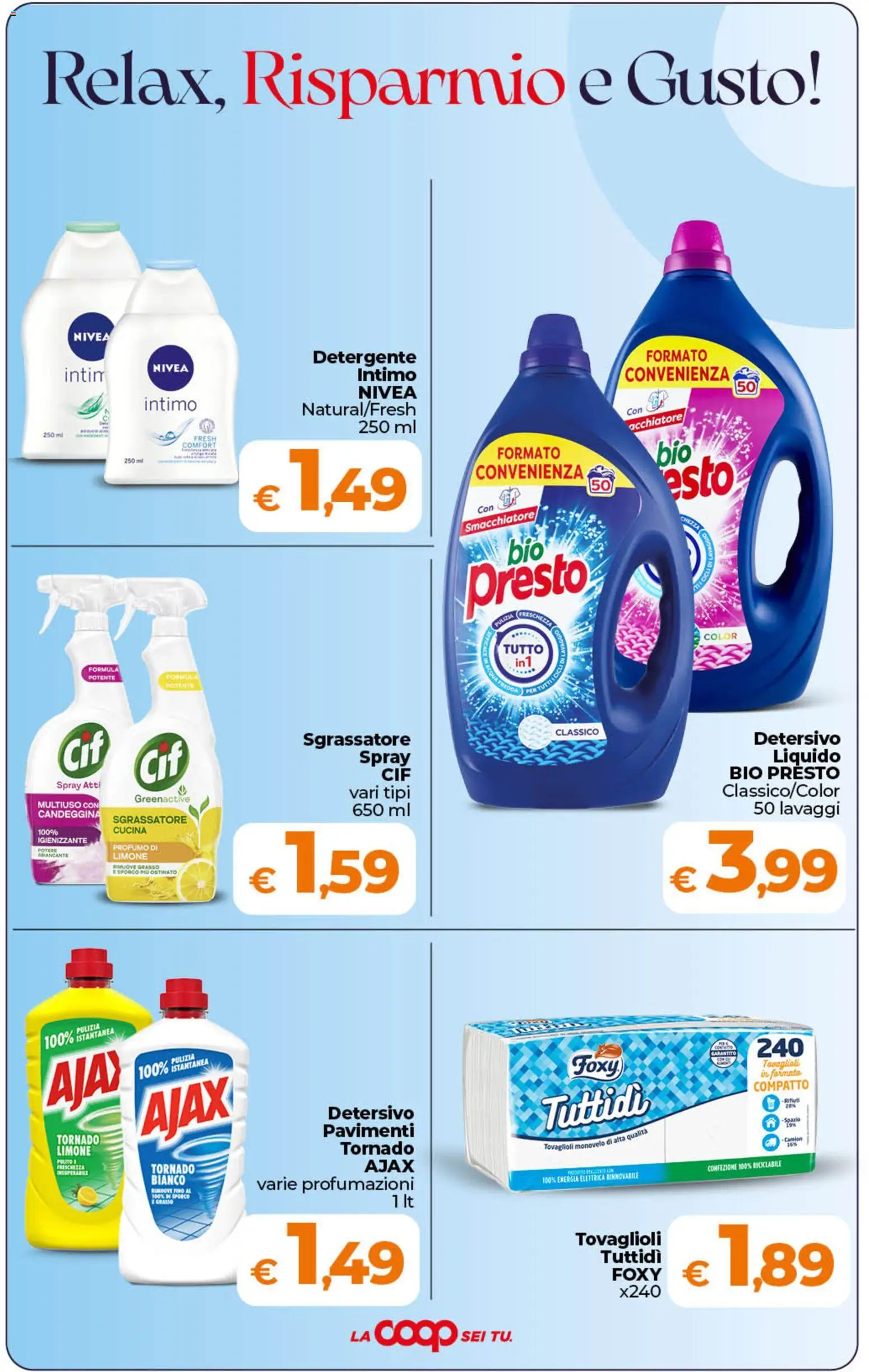 Volantino Ipercoop del 11/08/2026 | Pagina: 9 | Prodotti: Detergente, Candeggina, Intimo, Limone