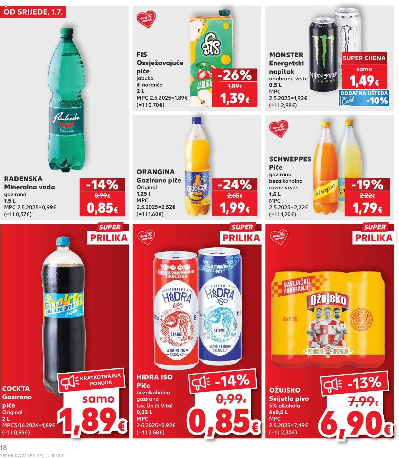 Kaufland katalog | vrijedi od 01.07.2026 | Stranica: 18 | Proizvodi: Radenska, Pivo, Voda, Jabuka