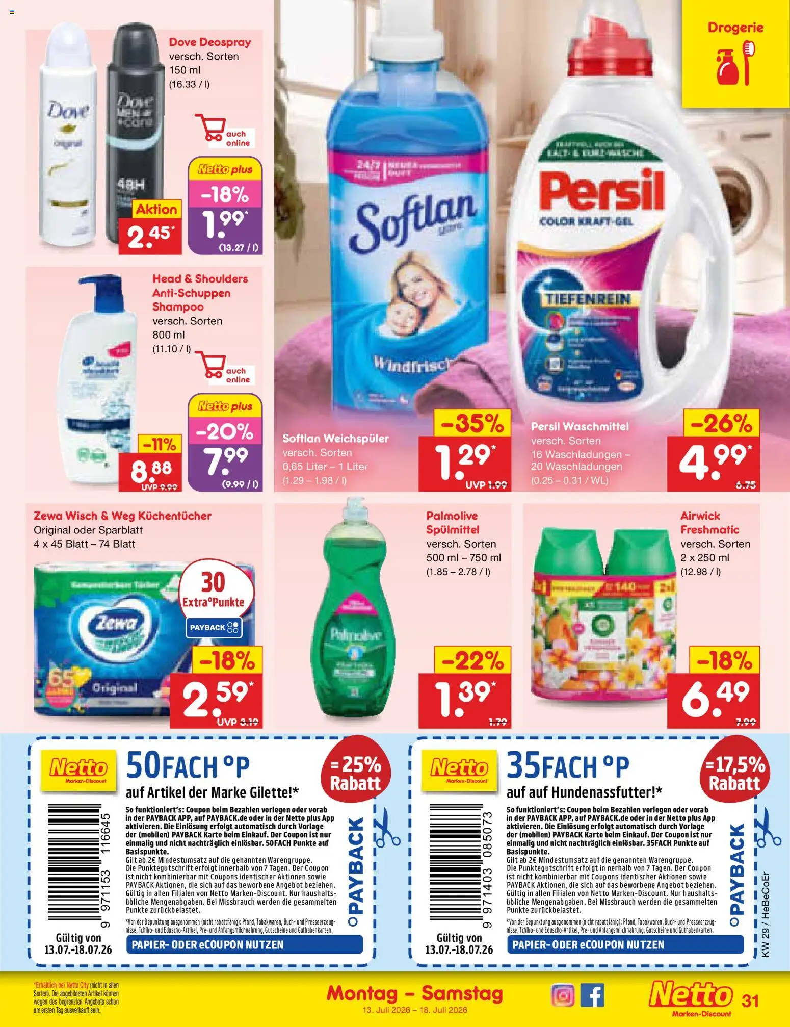 Netto Marken-Discount Prospekt – gültig ab 13.07.2026 | Seite: 41 | Produkte: Zewa, Shampoo, Deospray, Persil