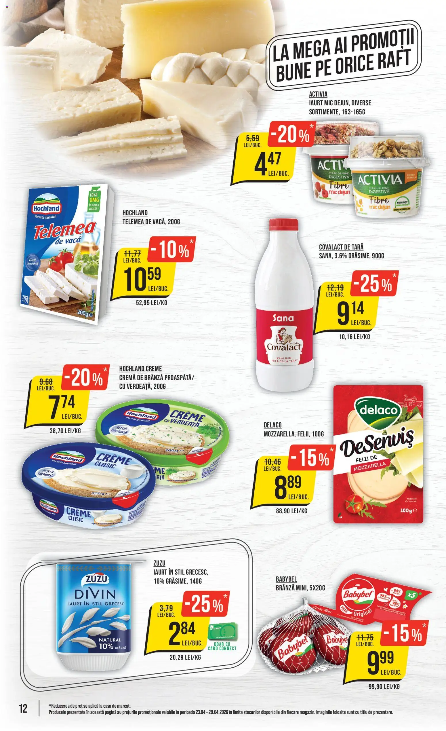 Noul catalog Mega Image – valabil de la 23.04.2026 | Pagină: 12 | Produse: Light Kedi Konservesi, Raft, Brânză, Cremă