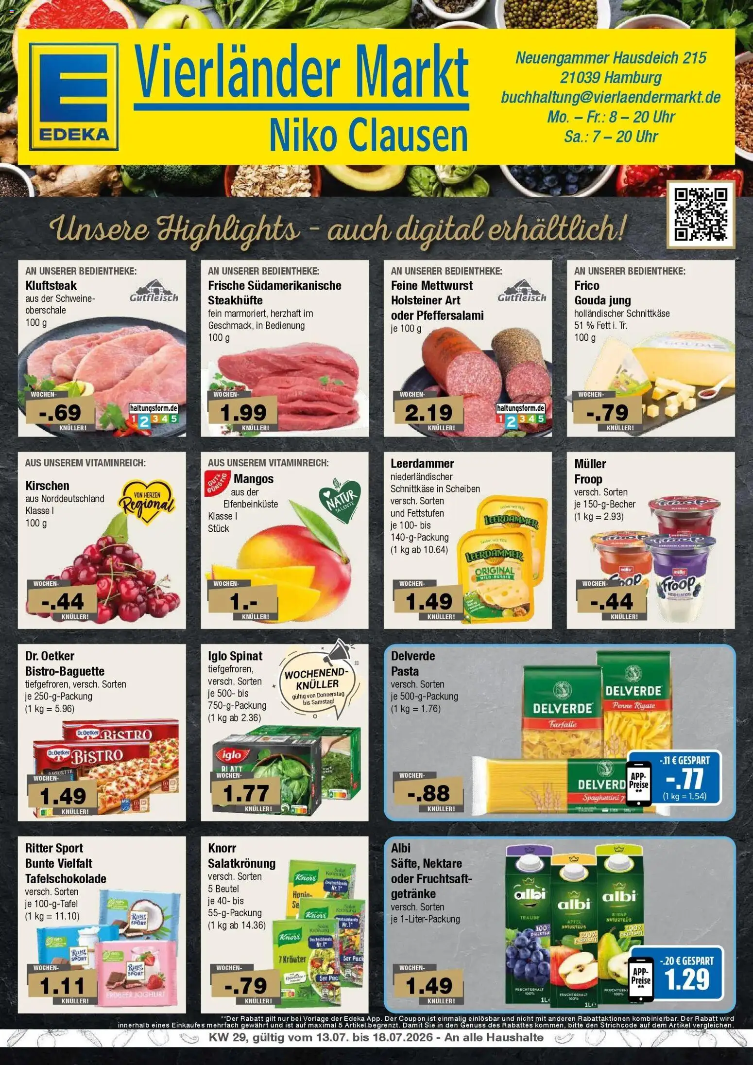 Edeka prospekt Hamburg – gültig ab 13.07.2026 | Seite: 1 | Produkte: Froop, Ritter sport, Fruchtsaft, Uhr