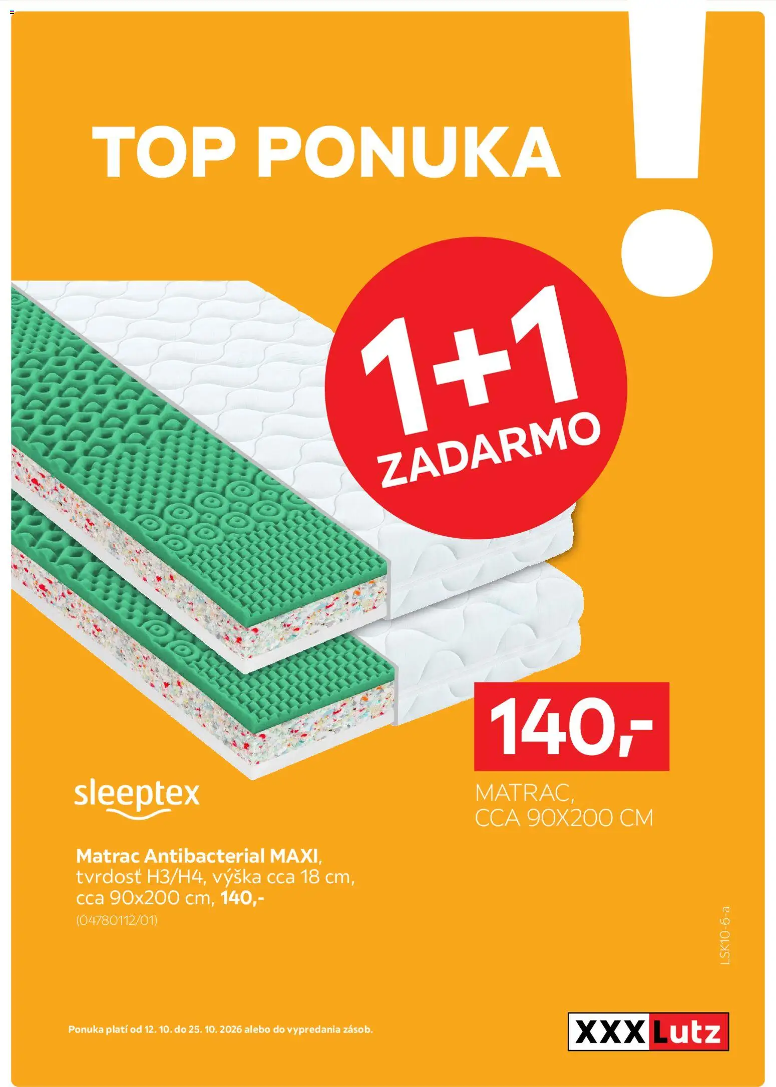 Nové XXXLutz akcie – leták je platný od 12.10.2026 | Strana: 2 | Produkty: Matrac
