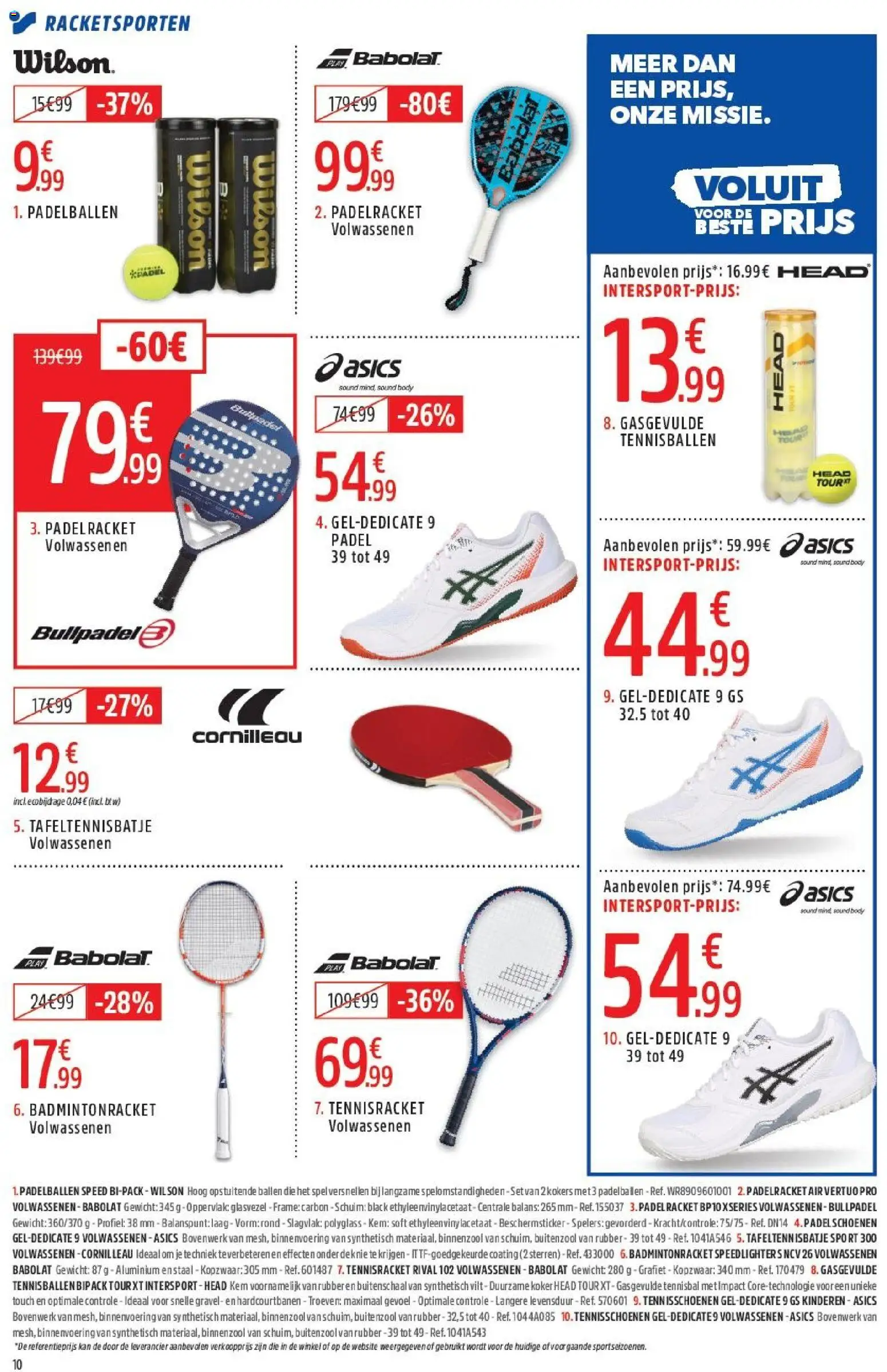 {H1} | Pagina: 10 | Producten: Spel, Gewicht, Tennisracket, Kan