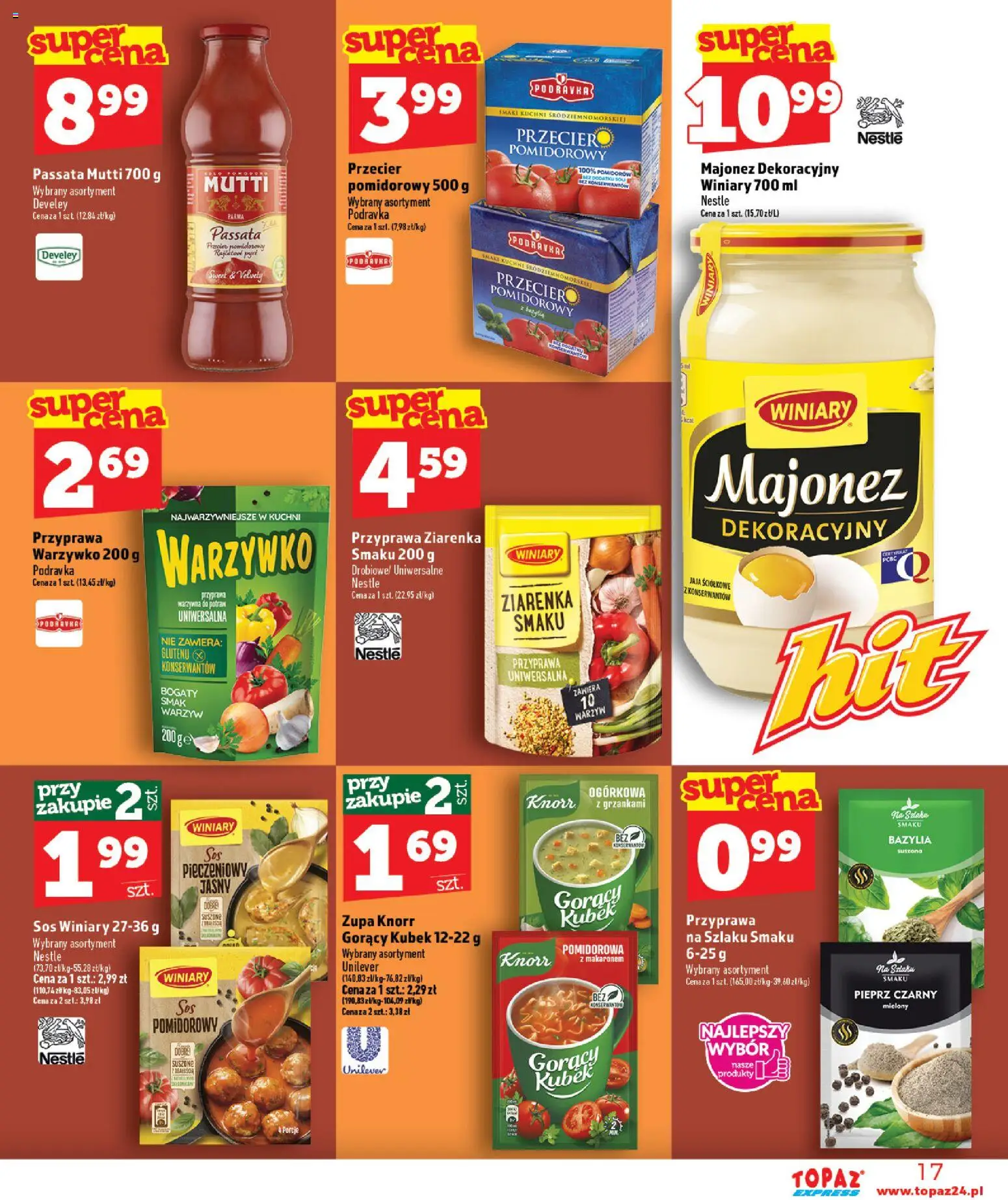 Topaz gazetka - Express od 25.06.2026 | Strona: 17 | Produkty: Zupa, Majonez, Sos, Pieprz