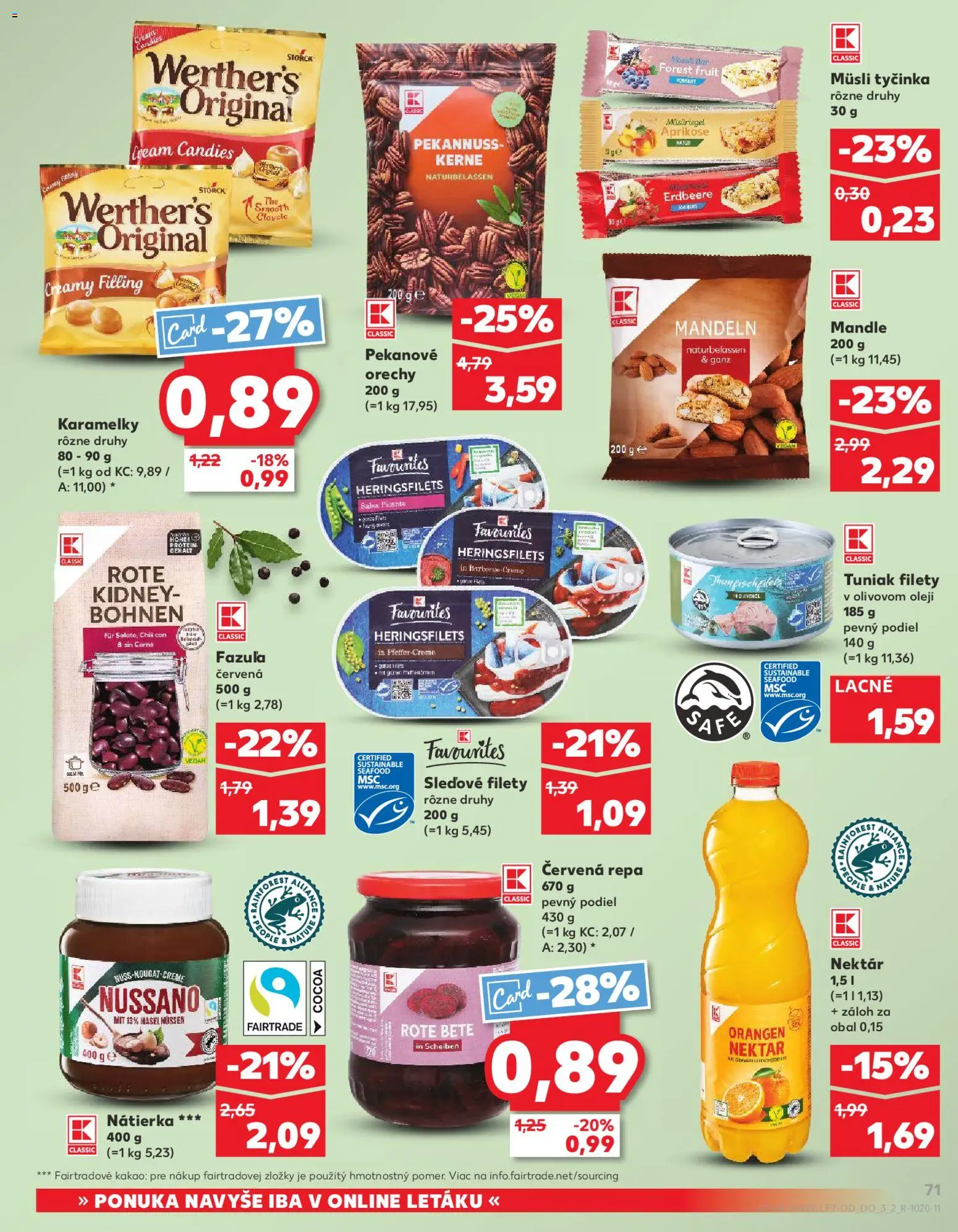 Nové Kaufland akcie – leták je platný od 28.05.2026 | Strana: 71 | Produkty: Protein, Fazuľa, Červená repa, Kakao