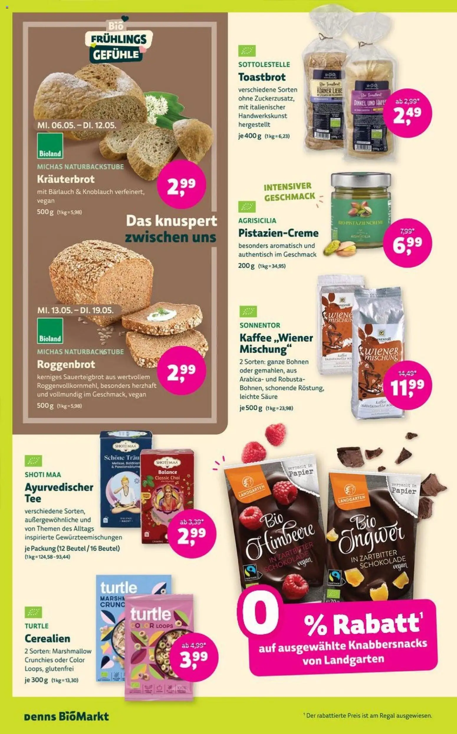 Denns BioMarkt Angebote – gültig ab 06.05.2026 | Seite: 12 | Produkte: Kaffee, Schokolade, Regal, Toastbrot