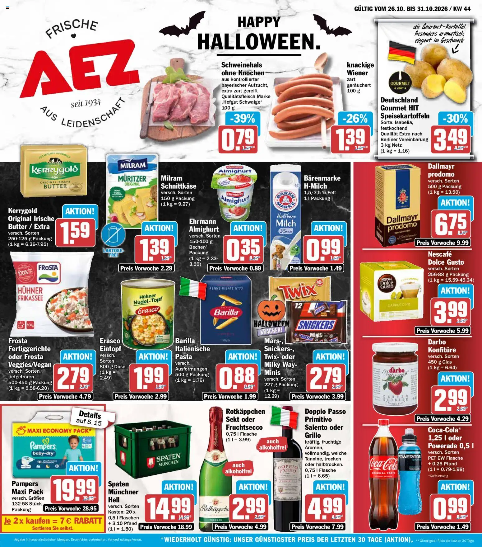 AEZ Prospekt – gültig ab 26.10.2026 | Seite: 1 | Produkte: Nescafe, Milch, Frosta, Fruchtsecco