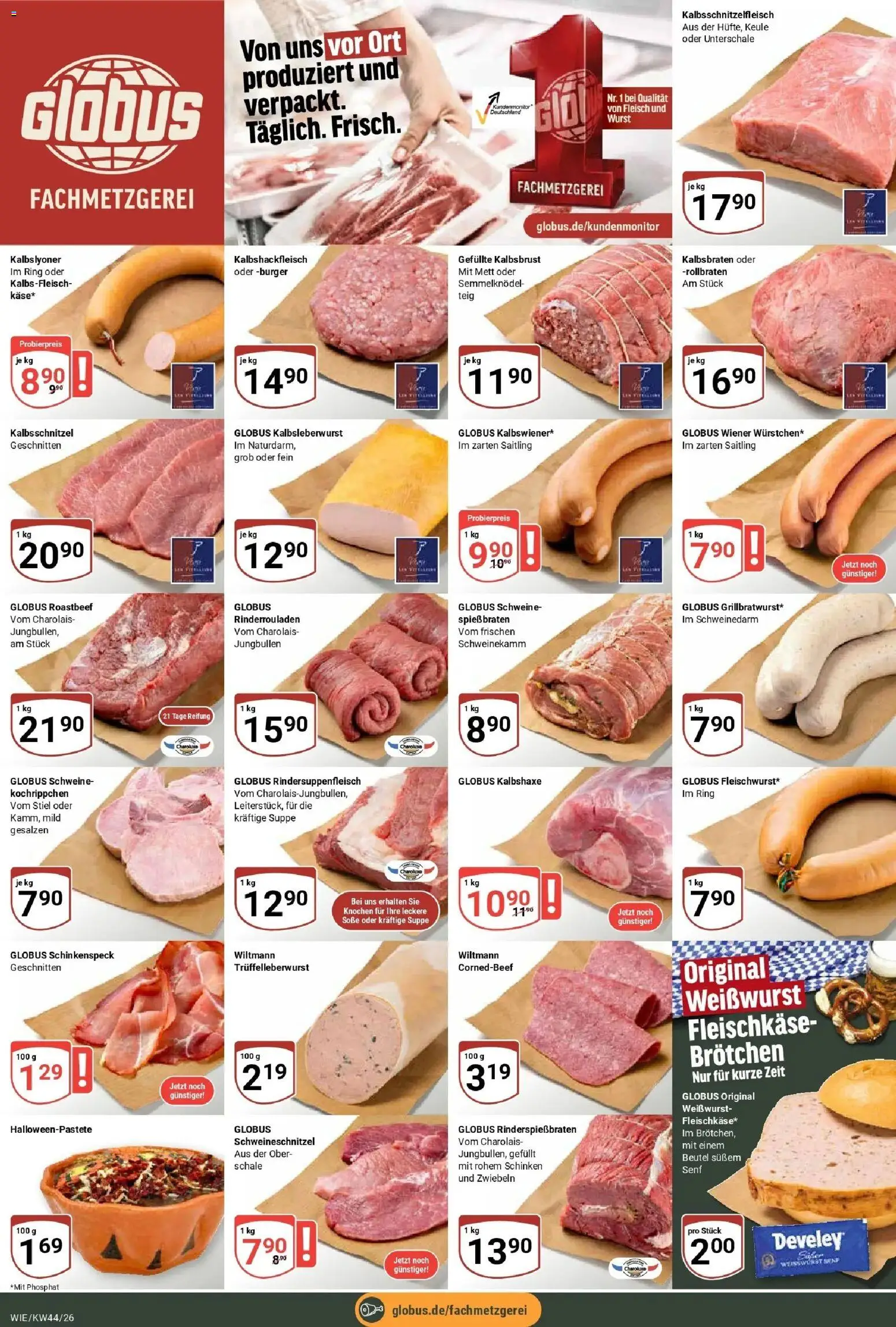 Globus Prospekt Waghäusel (ab 26.10.2026) » Angebote online | Seite: 8 | Produkte: Weißwurst, Roastbeef, Schinken, Fleisch
