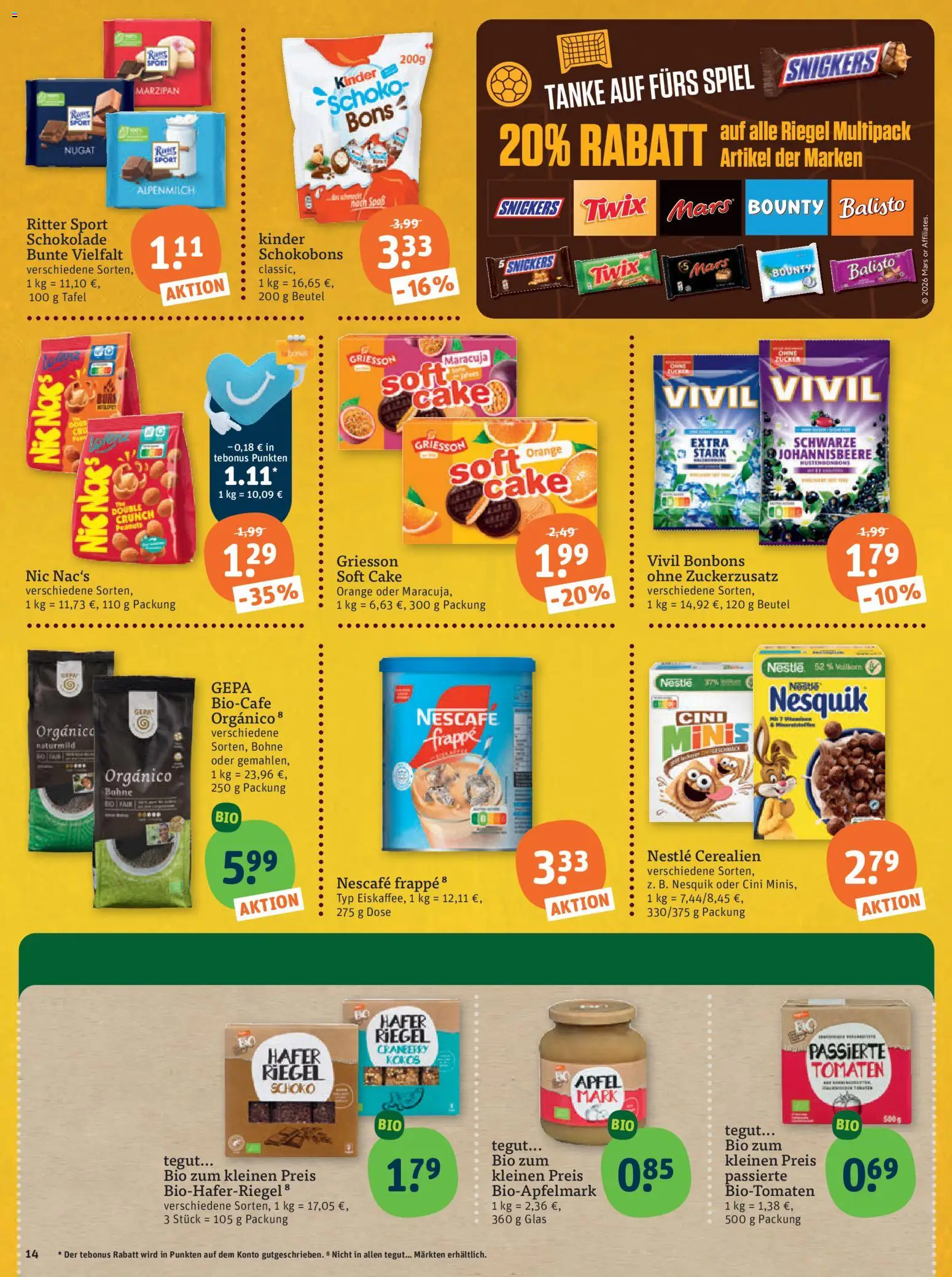 Tegut Prospekt – gültig ab 19.06.2026 | Seite: 16 | Produkte: Spiel, Ritter sport, Äpfel, Snickers