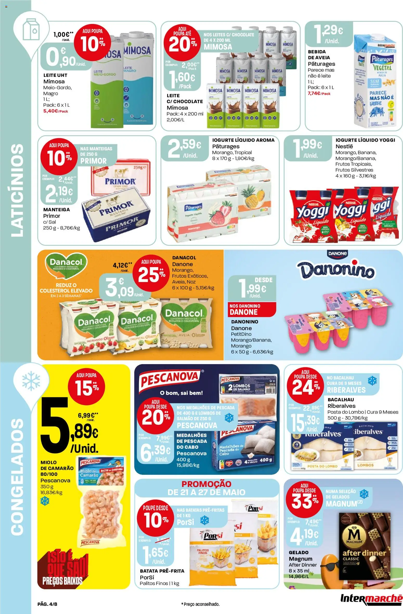Intermarché Folheto Mini │ válido de 21.05.2026 | Página: 4 | Produtos: Bacalhau, Camarão, Leite, Iogurte liquido