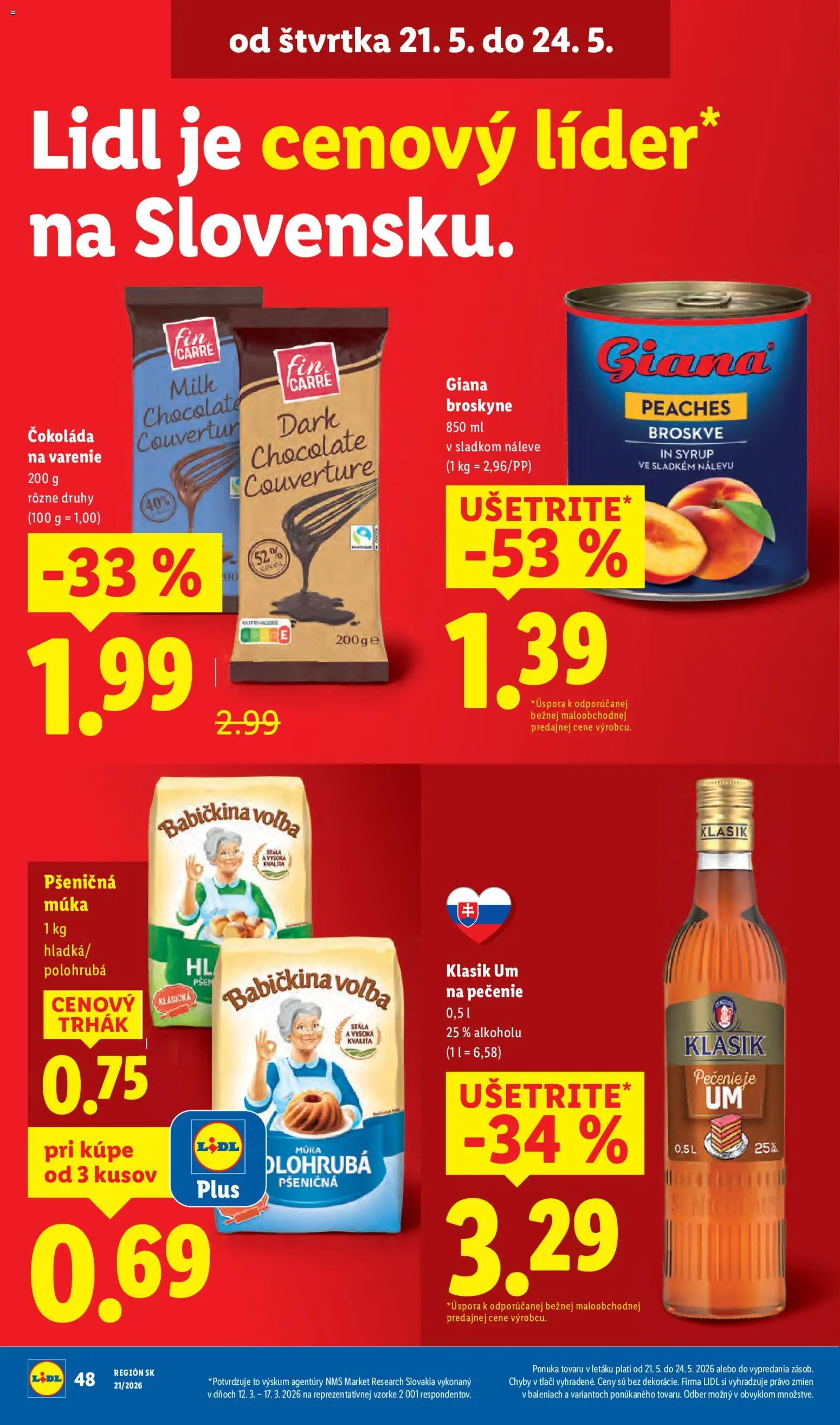 Nové Lidl akcie – leták je platný od 18.05.2026 | Strana: 54 | Produkty: Pšeničná múka, Čokoláda, Rum, Broskyne