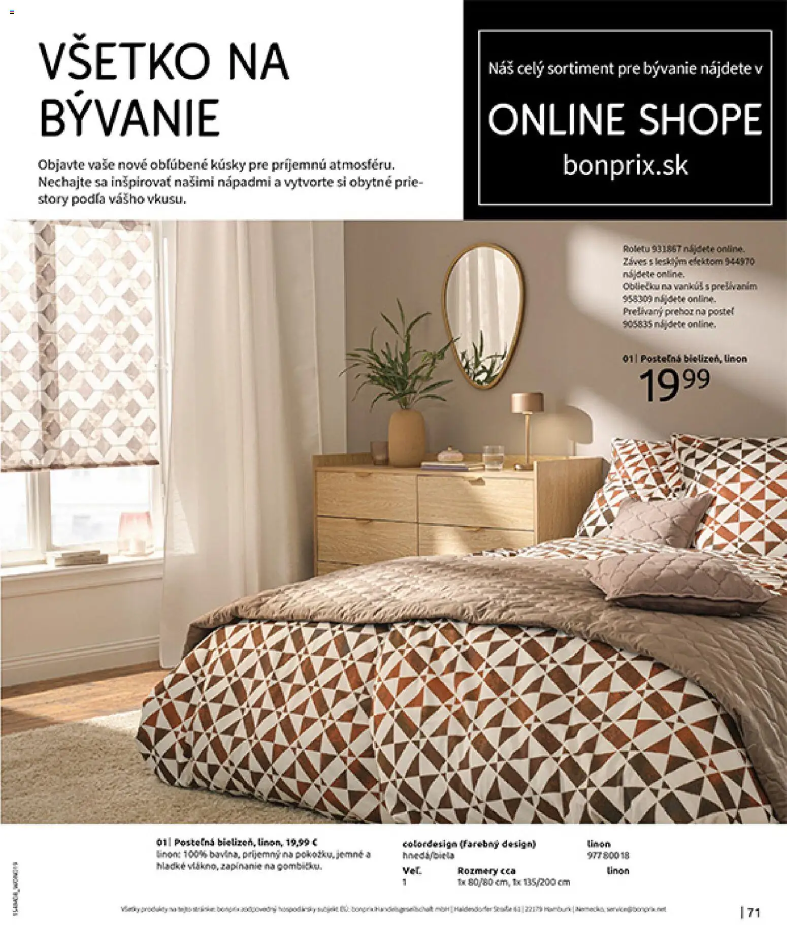Nové Bonprix akcie – leták je platný od 10.08.2026 | Strana: 73 | Produkty: Posteľ