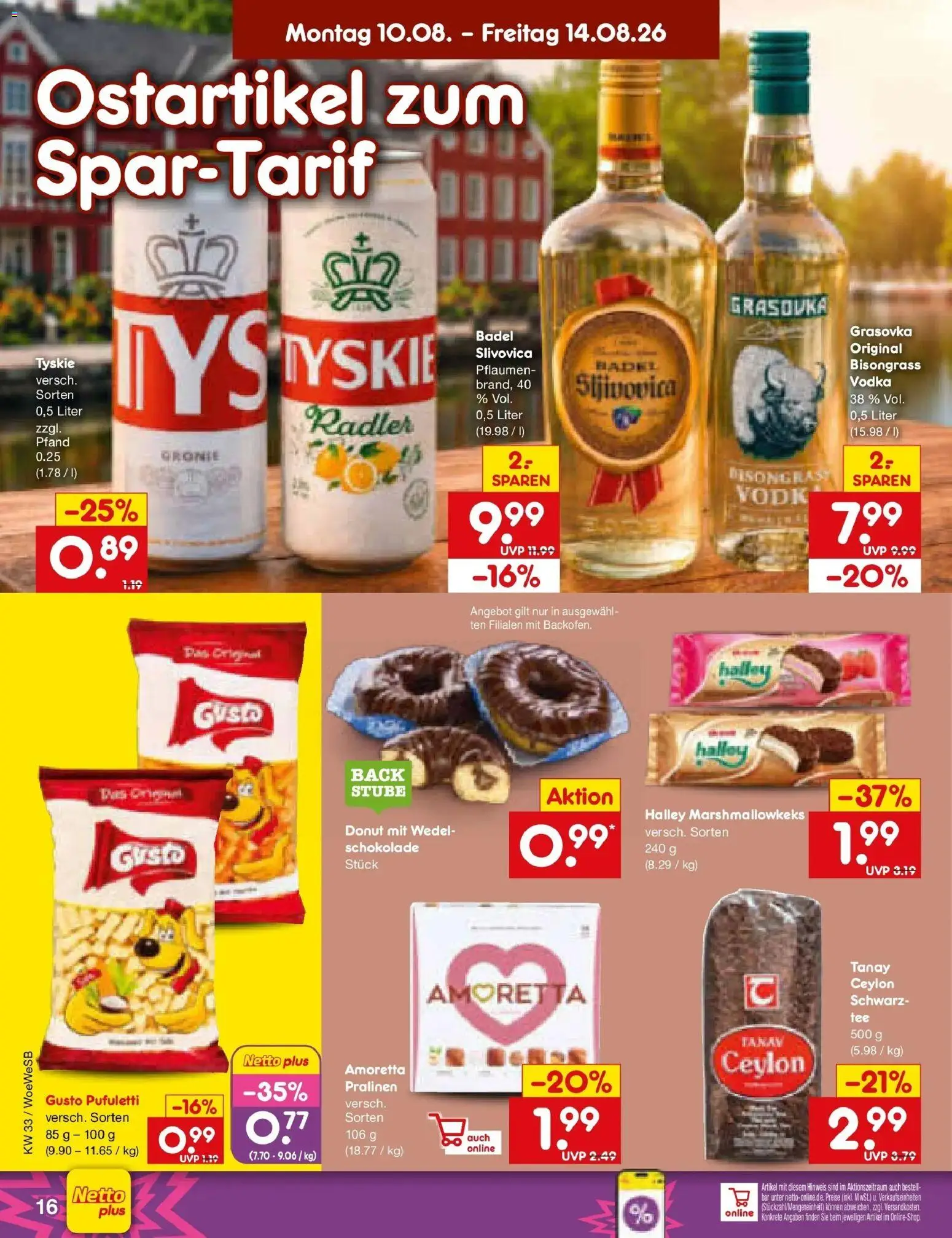 Netto Marken-Discount Prospekt Katzweiler (ab 10.08.2026) » Angebote | Seite: 20 | Produkte: Tyskie, Pflaumen, Schokolade, Radler