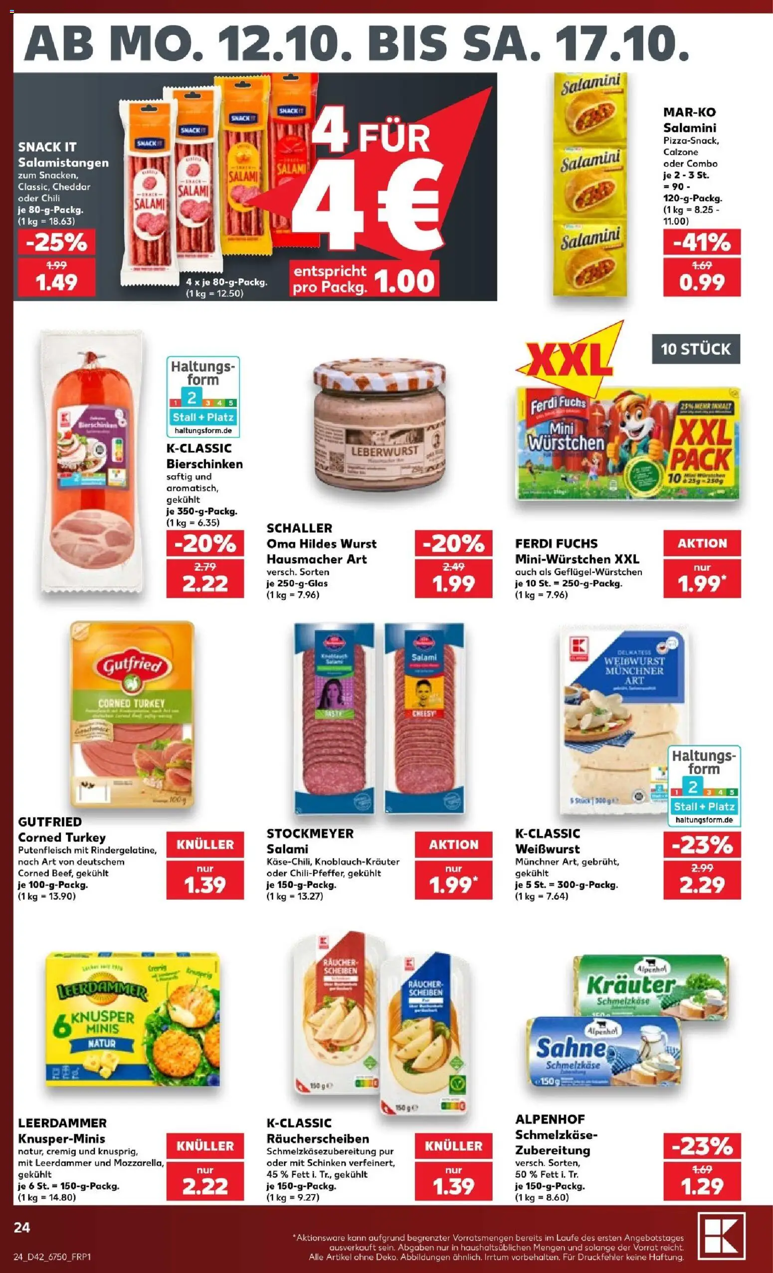 Kaufland Prospekt – gültig ab 12.10.2026 | Seite: 30 | Produkte: Weißwurst, Salami, Schinken, Sahne