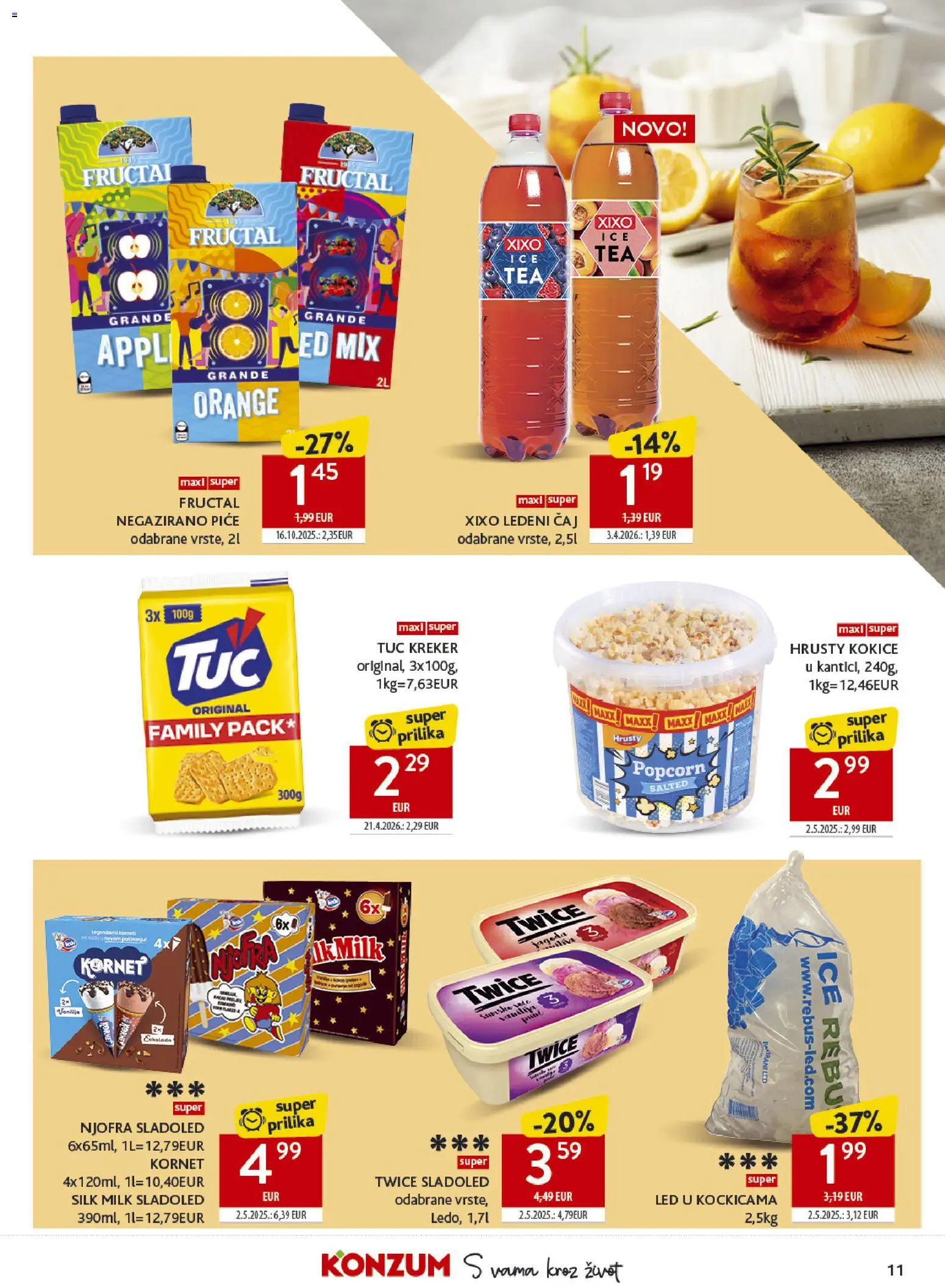 Konzum katalog | vrijedi od 13.05.2026 | Stranica: 11 | Proizvodi: Ledeni čaj, Čaj, Sladoled, Kornet