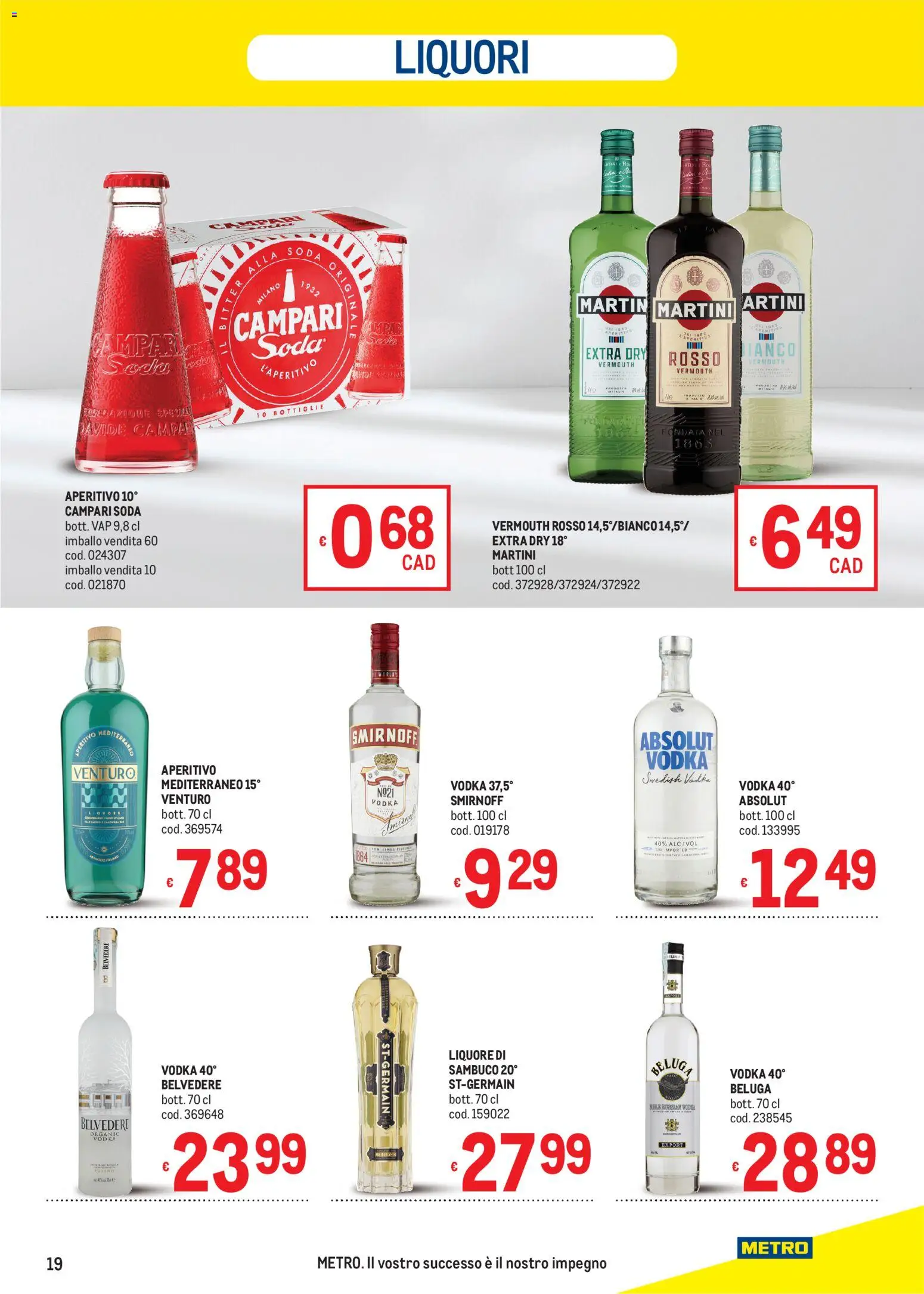 Volantino Metro del 08/10/2026 | Pagina: 19 | Prodotti: Campari, Vodka, Martini, Liquore