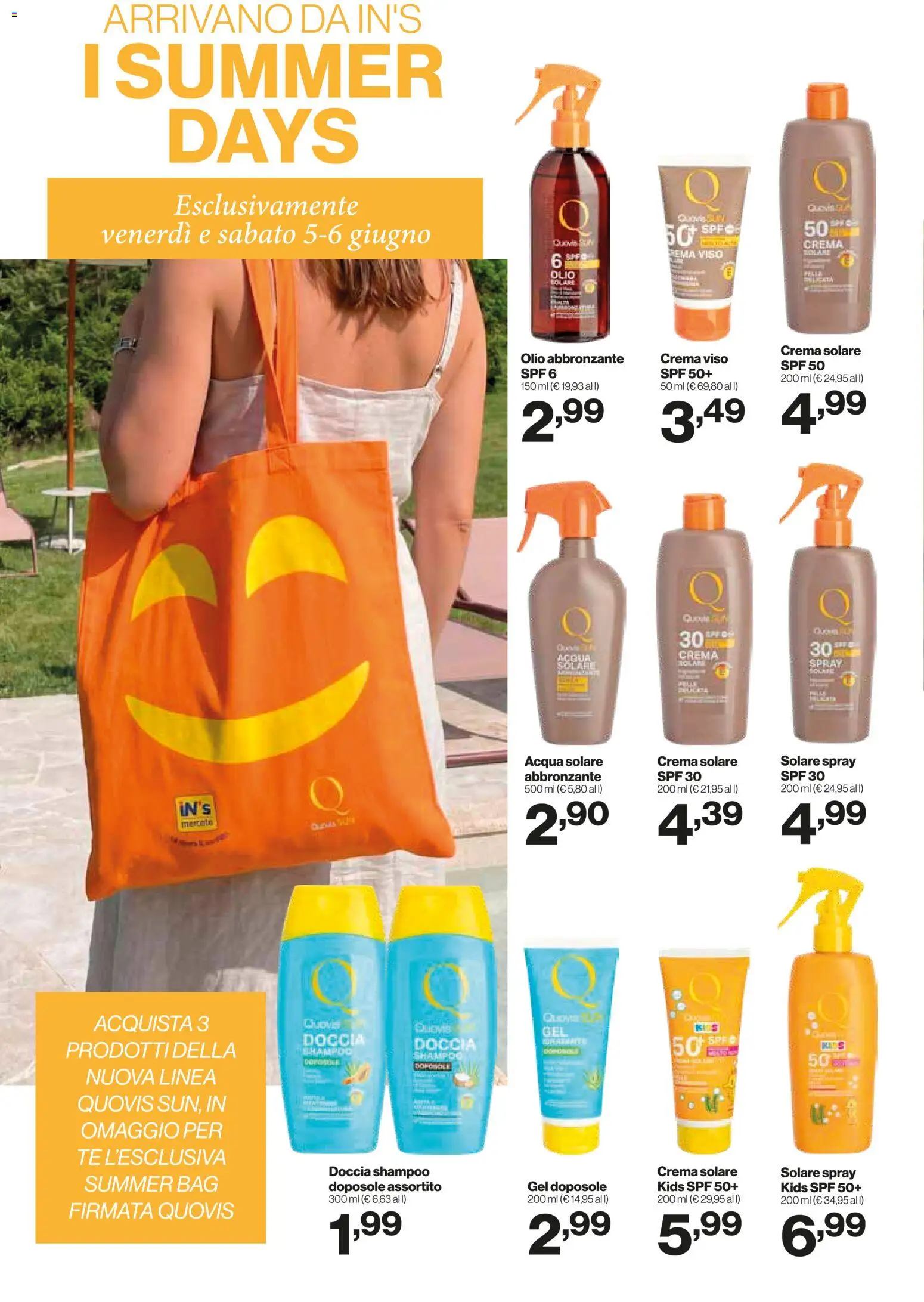 Volantino IN's del 03.06.2026 | Pagina: 14 | Prodotti: Shampoo, Crema viso, Olio abbronzante, Acqua solare