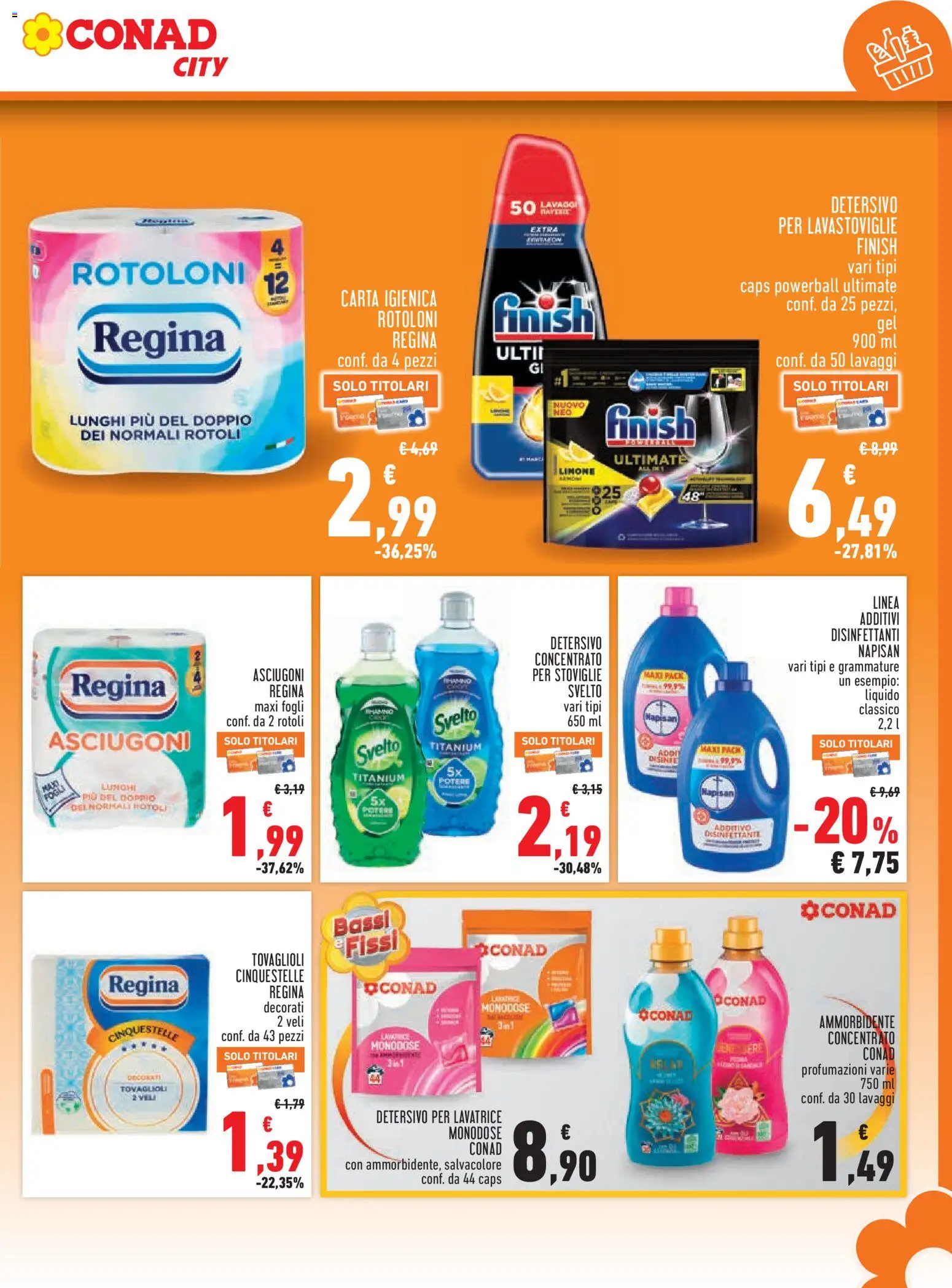Volantino Conad del 30/07/2026 | Pagina: 13 | Prodotti: Ammorbidente, Detergente, Detersivo per lavastoviglie, Lavastoviglie