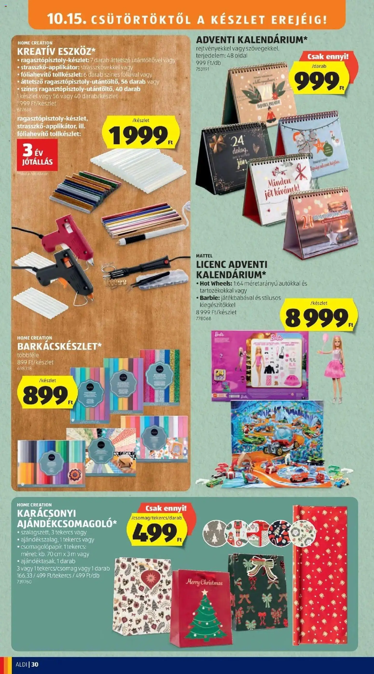 Aldi akciós ujság - amely érvényes a következő dátumtól: 2026.10.15. | Oldal: 30 | Termékek: Hot Wheels