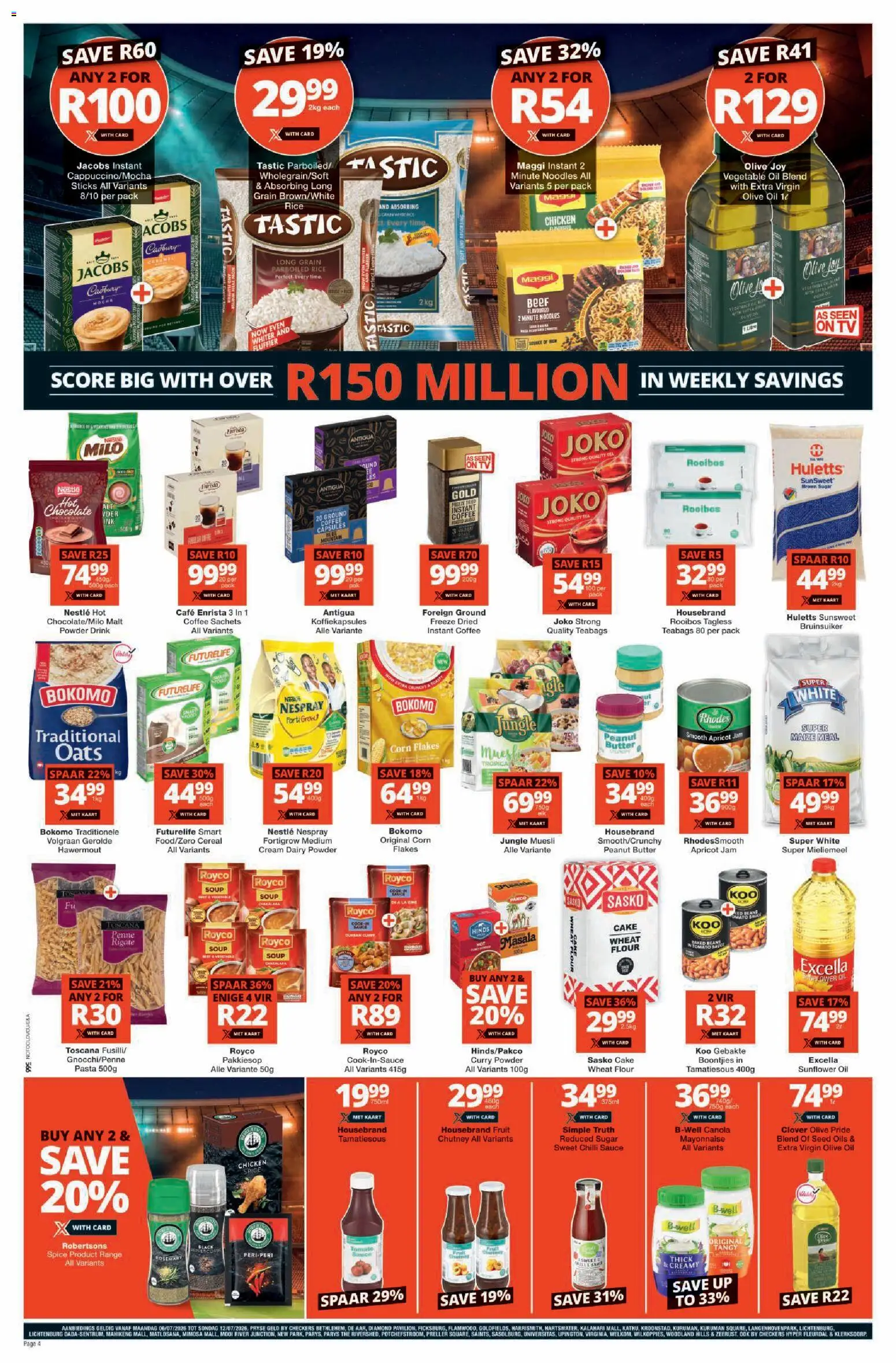 New Checkers catalogue – valid from 06/07/2026 | Page: 4 | Products: Cake, Corn, Chocolate, Pasta