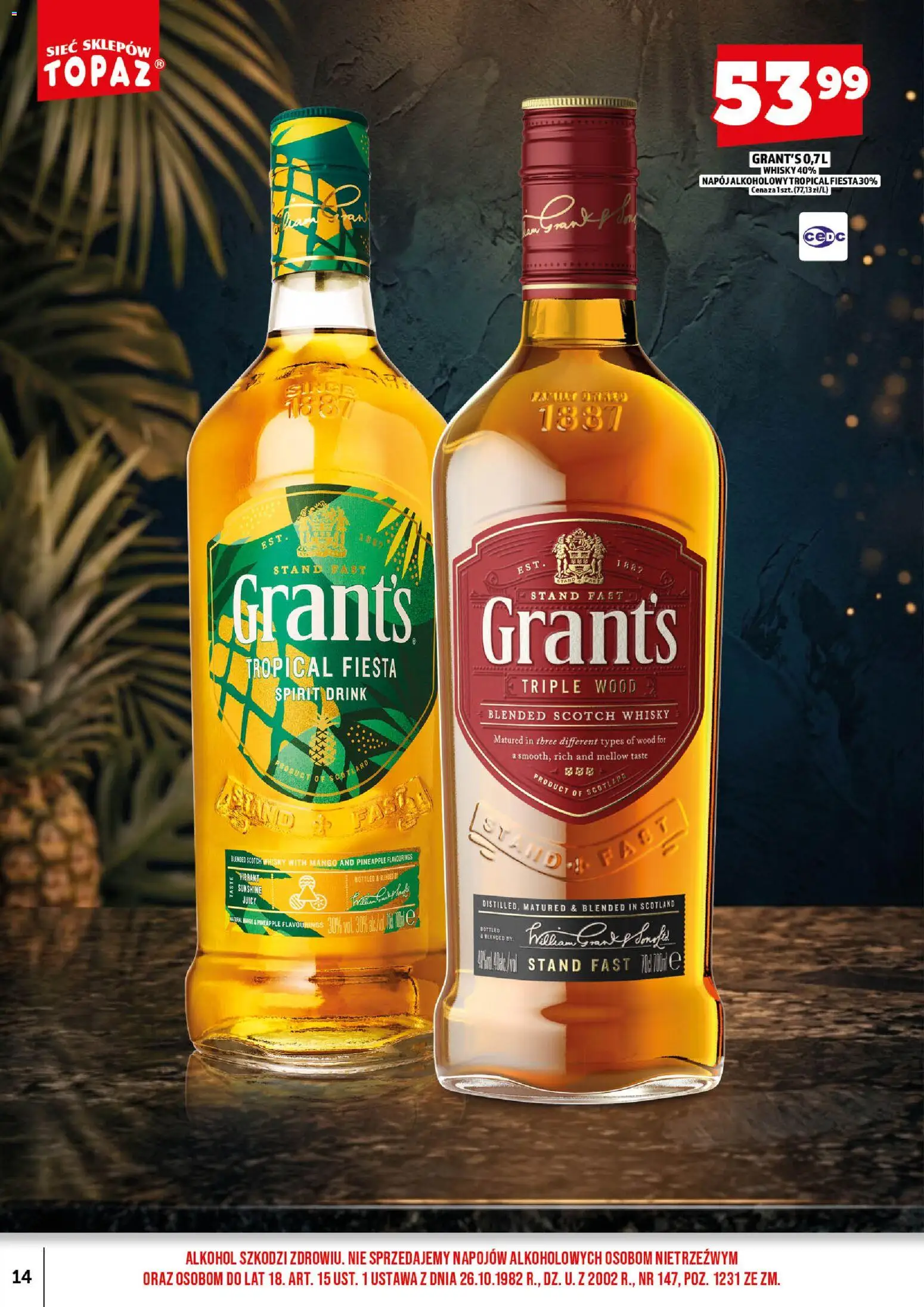 Topaz gazetka alkoholowa od 01.09.2026 | Strona: 16 | Produkty: Grant's, Scotch whisky, Alkohol, Whisky