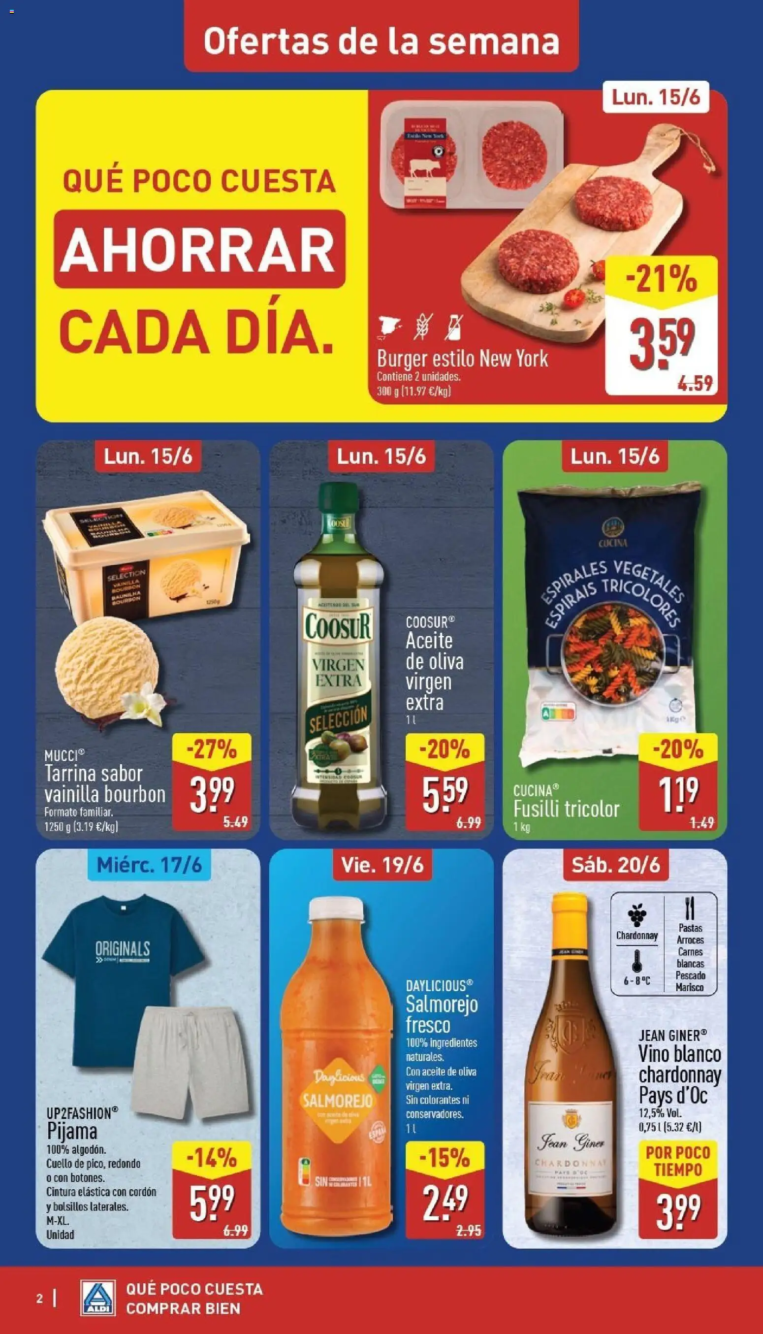 Aldi folleto Baleares │ válido desde el 15.06.2026 | Página: 2 | Productos: Κρεμάστρα, Pijama, Vino, Pasta