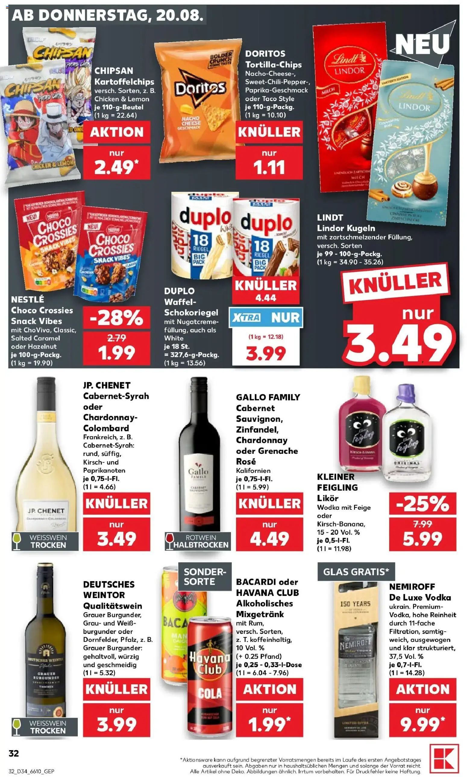 Prospekt Kaufland ab 17.08.2026 » Angebote Online zum Blättern | Seite: 43 | Produkte: Bacardi, Mixgetränk, Vodka, Chips