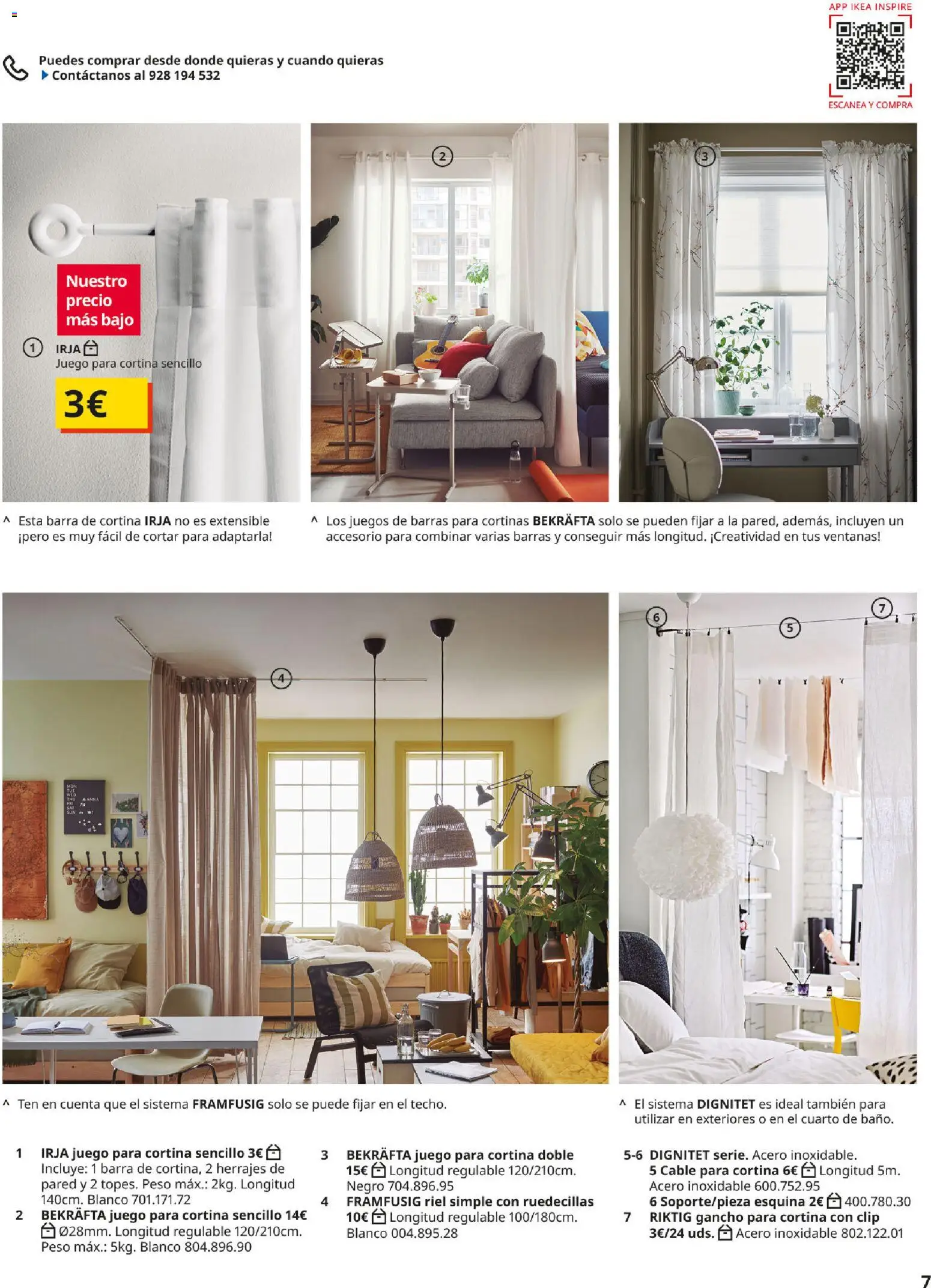 IKEA - Cortinas y estores │ válido desde el 01/09/2026 | Página: 7 | Productos: Cortina, Cable, Peso