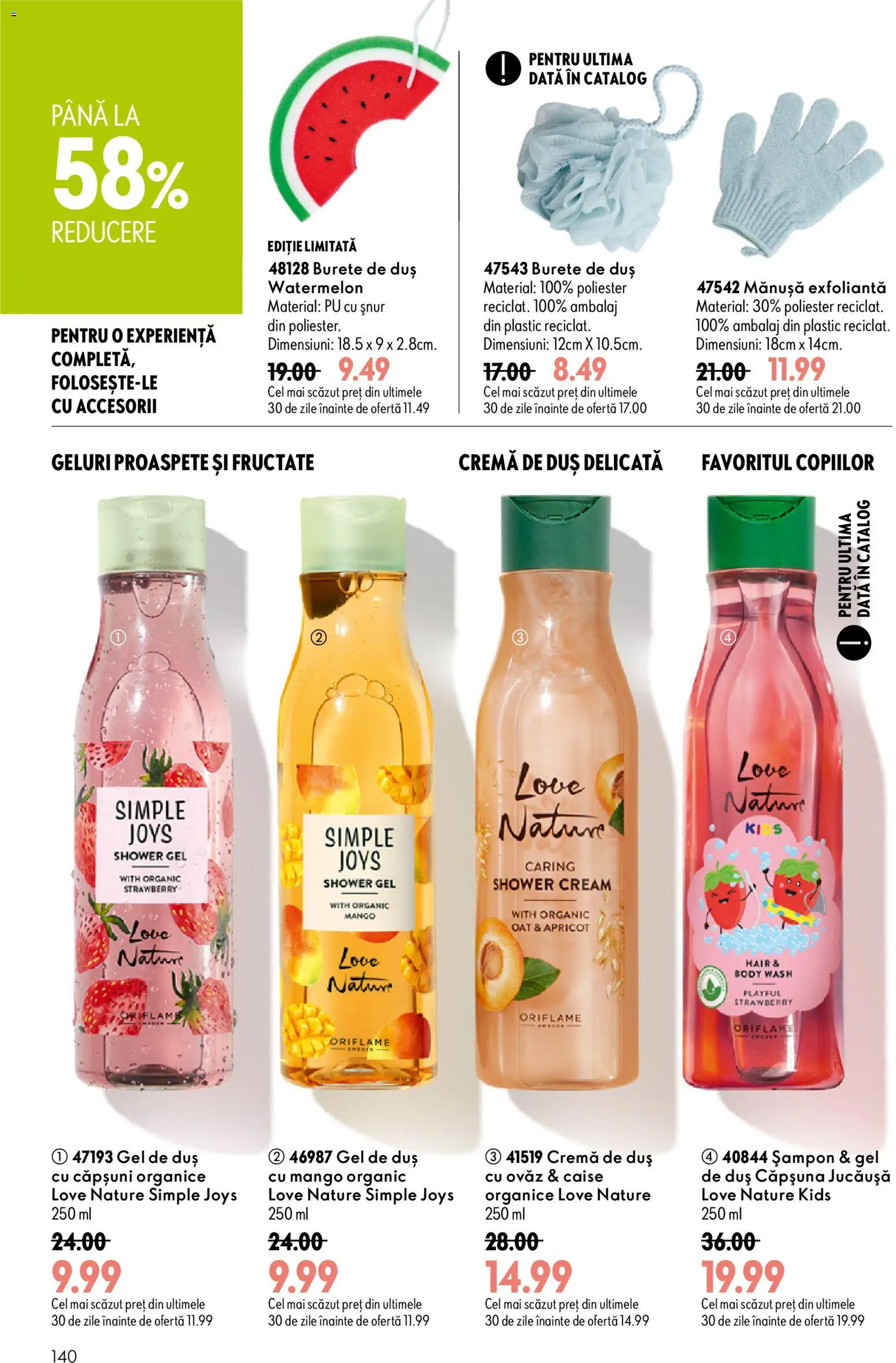 Noul catalog Oriflame – valabil de la 29.07.2026 | Pagină: 140 | Produse: Body, Gel de duș, Caise, Mango