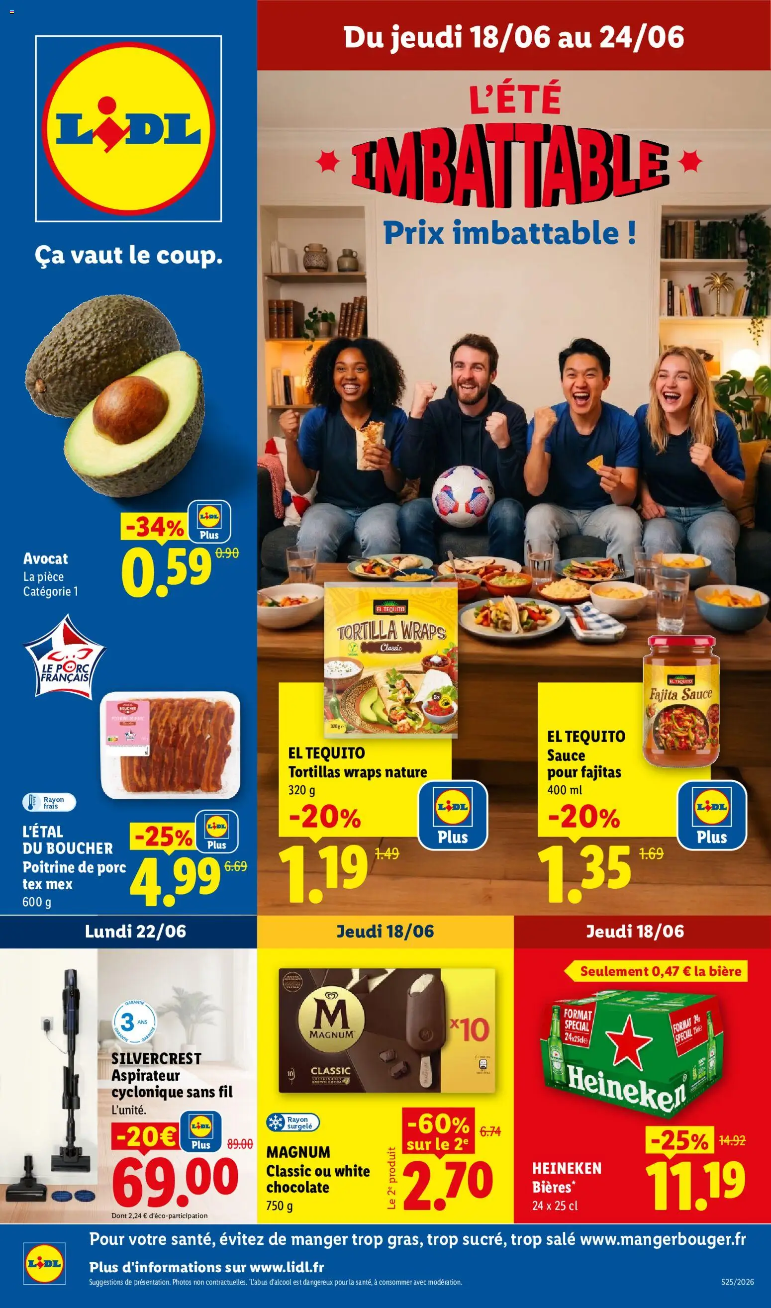 {H1} | Page: 1 | Produits: Avocat, Tortillas, Heineken, Porc