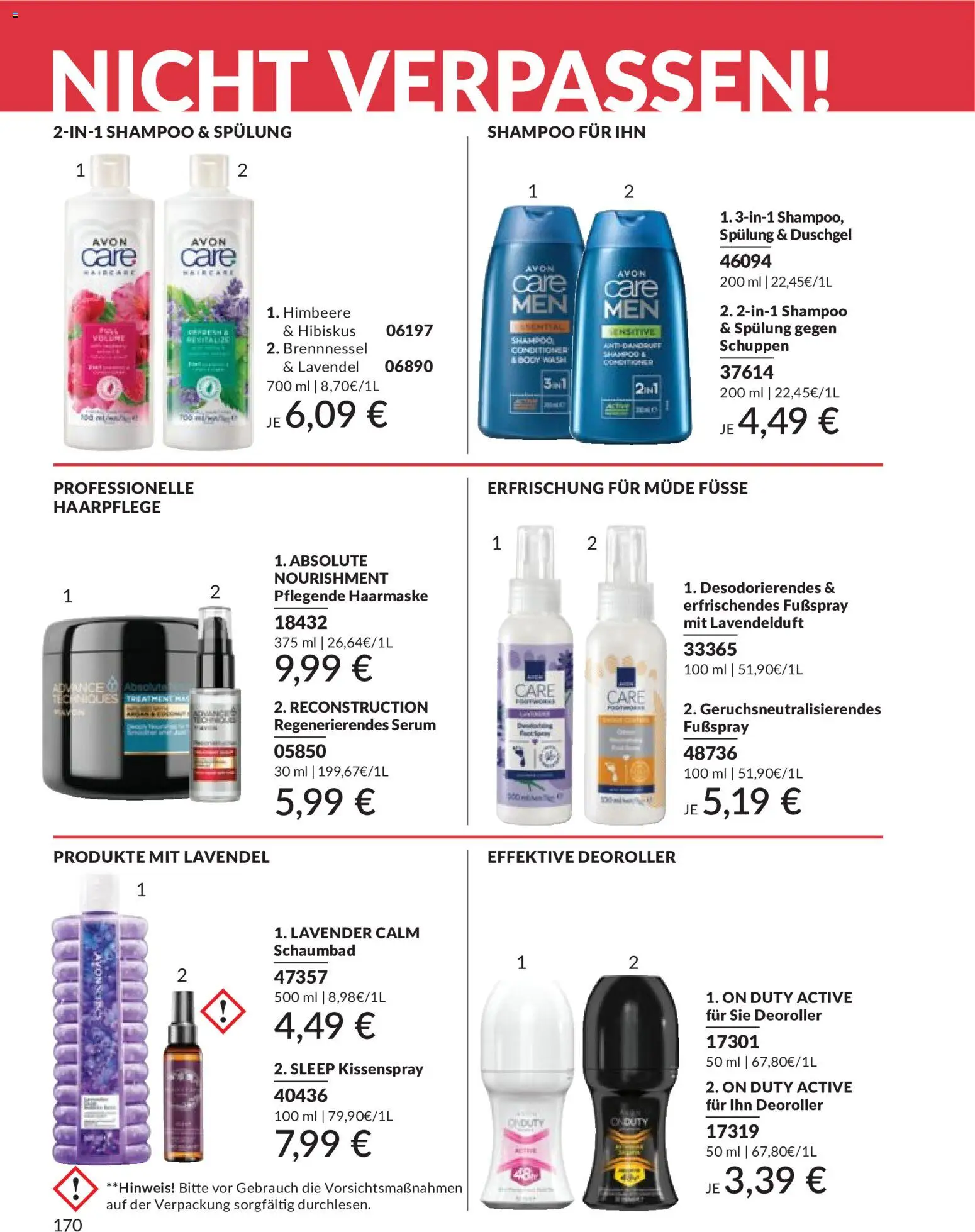 AVON Katalog Juni 2026 – gültig ab 01.06.2026 | Seite: 170 | Produkte: Shampoo, Haarmaske, Duschgel, Himbeere