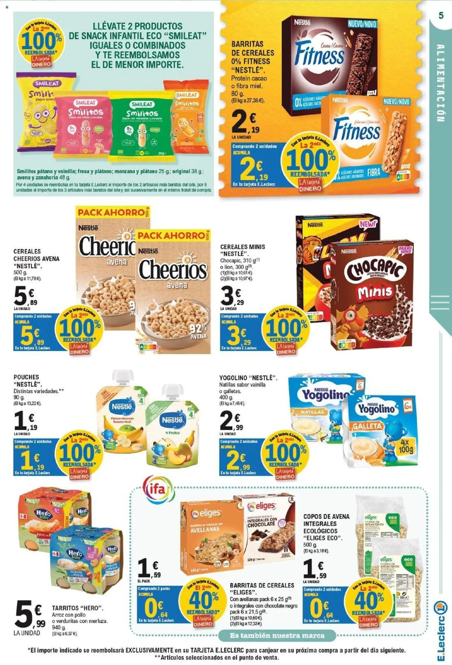 E.Leclerc - Ciudad Real │ válido desde el 07/10/2026 | Página: 5 | Productos: Copos de avena, Chocolate, Zanahoria, Té