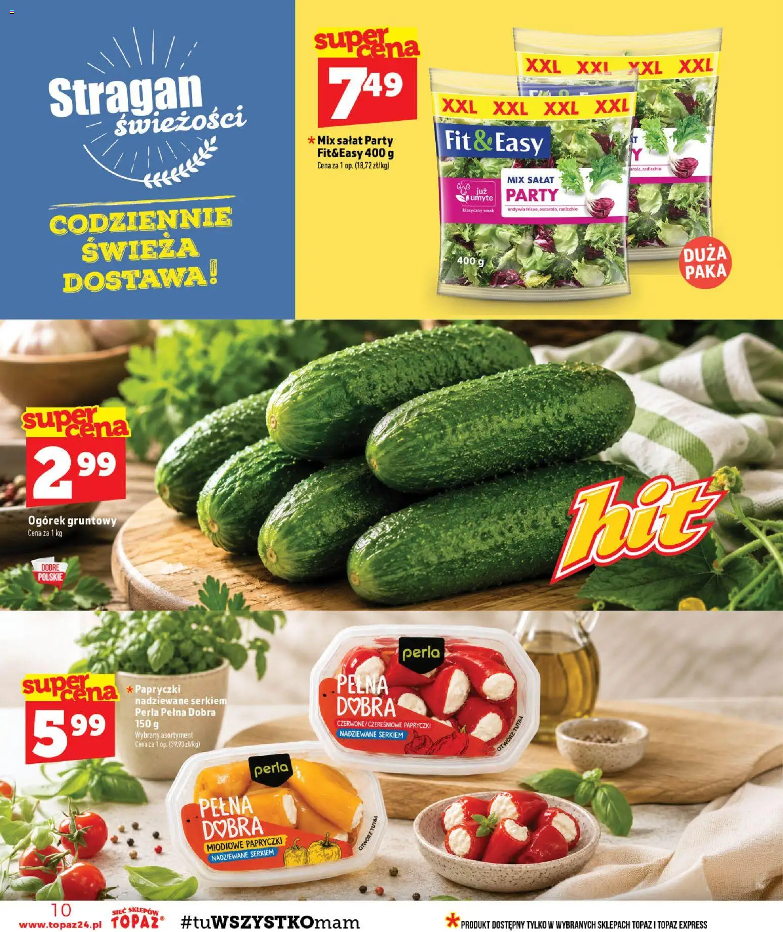 Topaz gazetka od 13.08.2026 | Strona: 10 | Produkty: Ogórek, Mix sałat