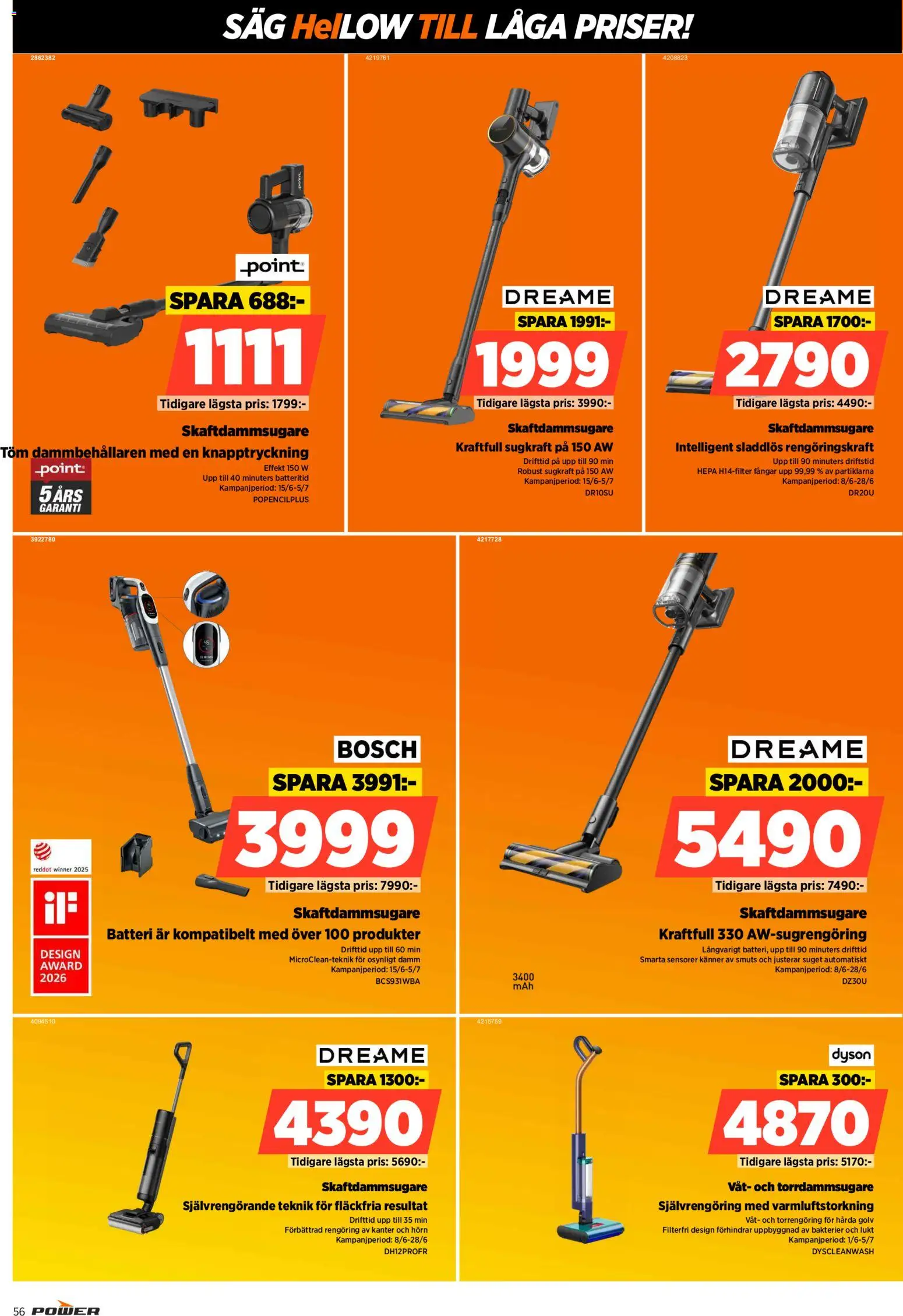 Power reklamblad aktuell från 15.06.2026 | Sida: 56 | Produkter: Såg, Batteri, Skaftdammsugare