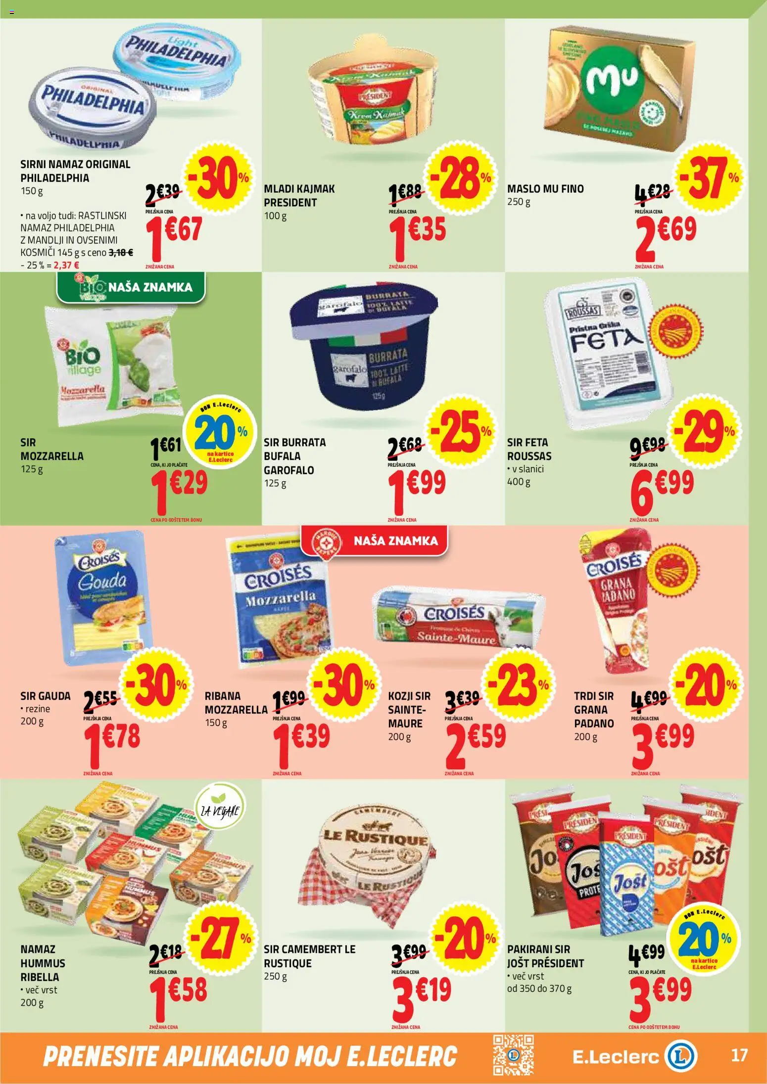 Novi E.leclerc katalog ponudbe – veljaven od 07.10.2026 | Stran: 17 | Izdelki: Gauda, Namaz, Maslo, Sir